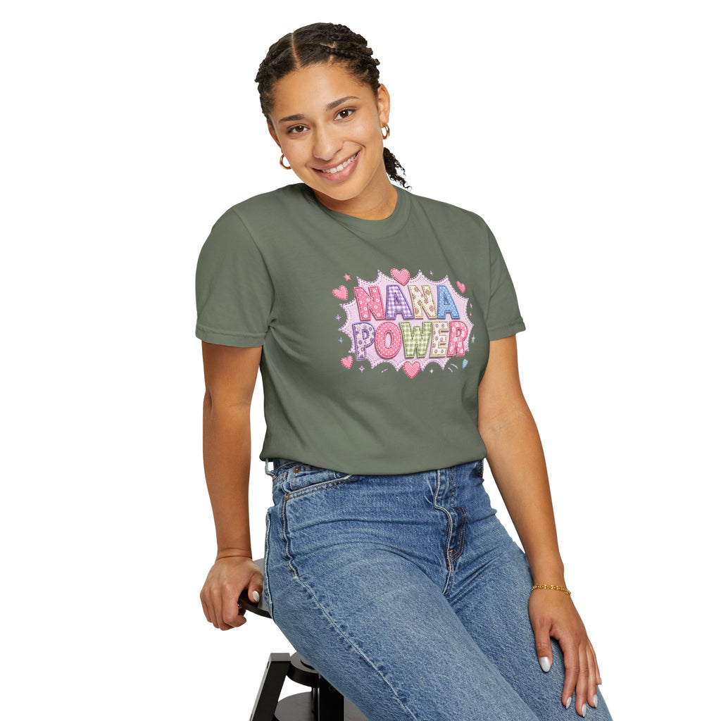 Nana Power T-Shirt — Playful Retro Heart Graphic for Grandmother Gifts