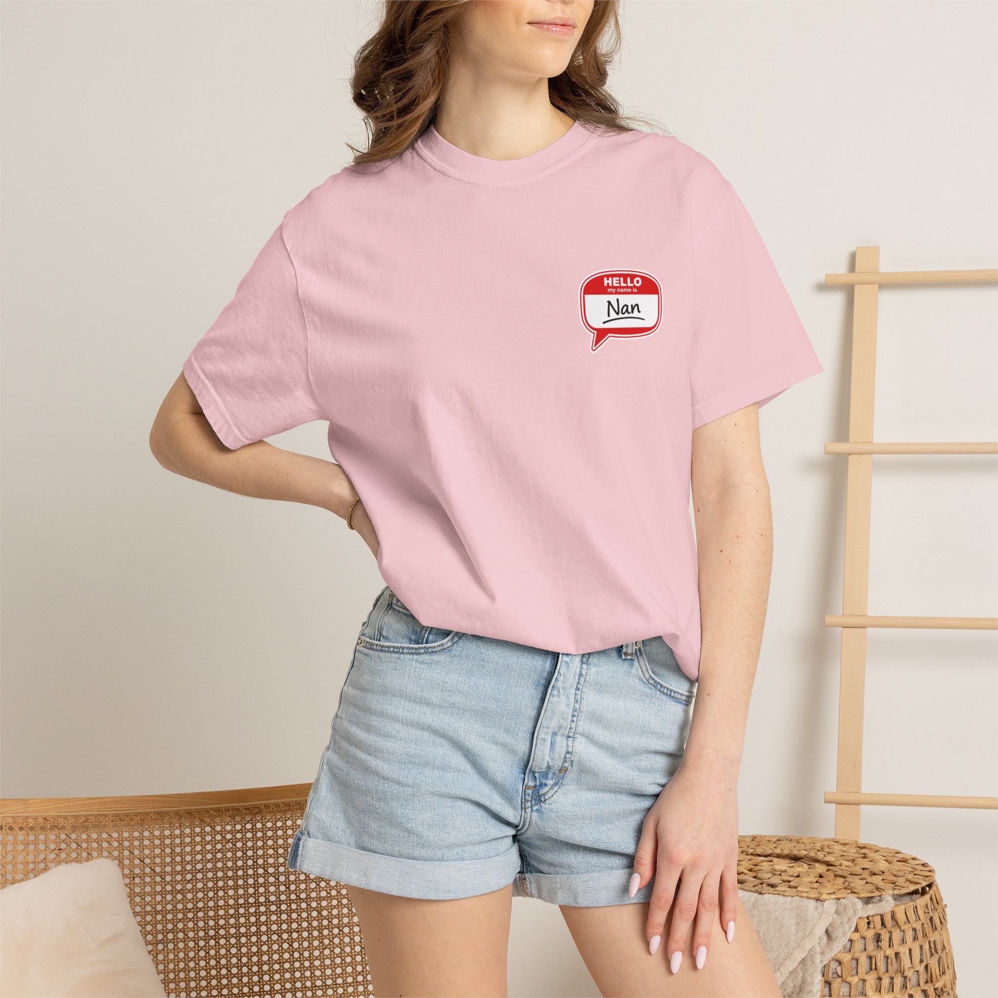 Nan Name Tag T-Shirt — "Hello, Nan" Chest Graphic Tee