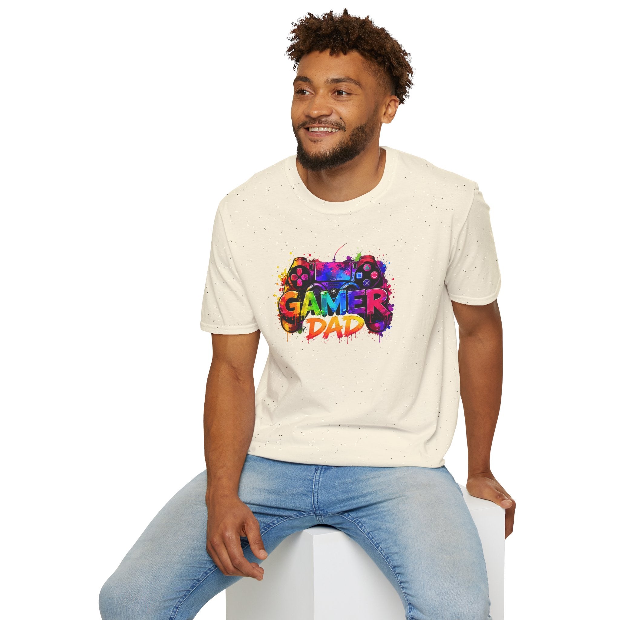 Gamer Dad Colourful Controller Design T-Shirt