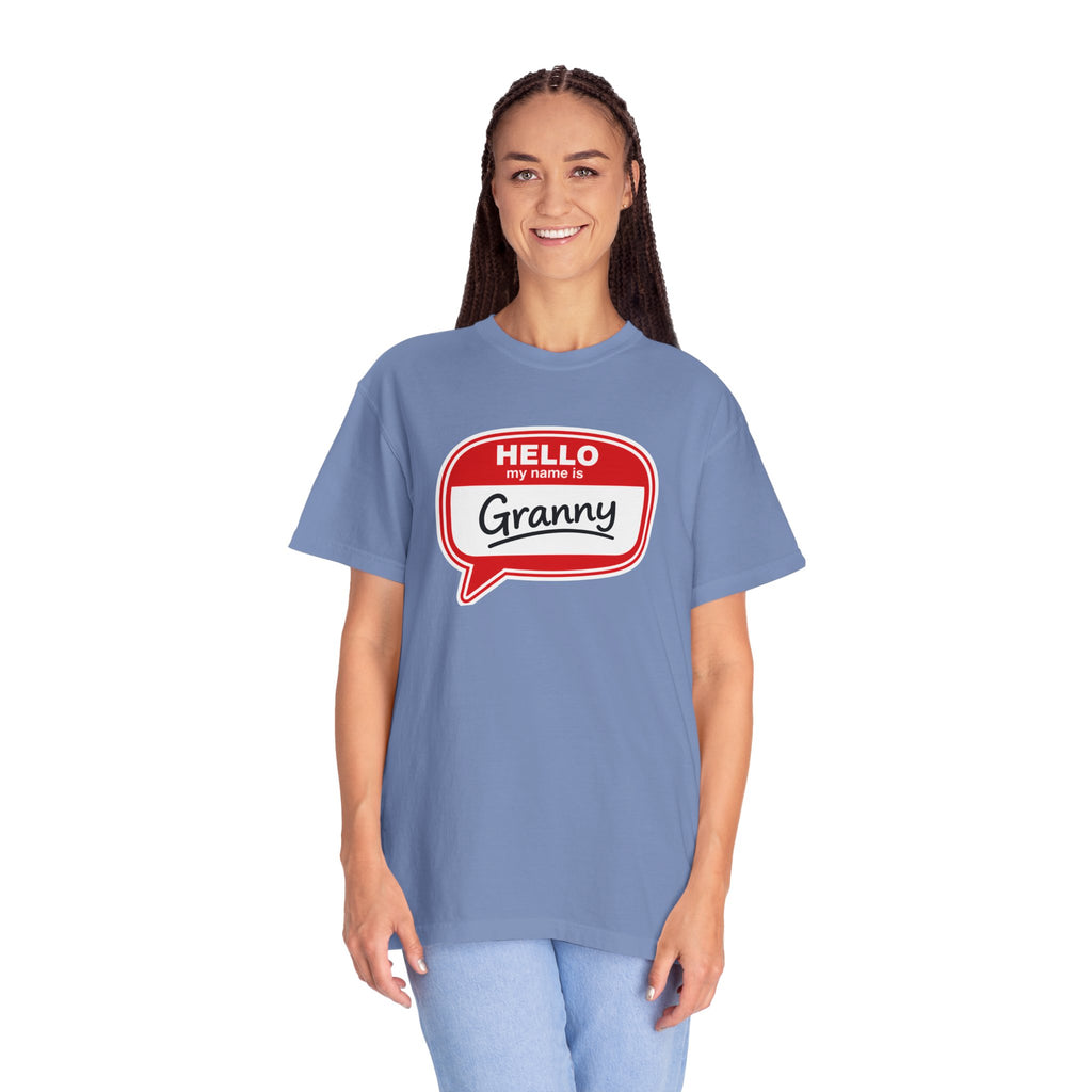 Hello My Name Is Granny T-Shirt - Funny Grandma Gift, Retro Name Badge Tee