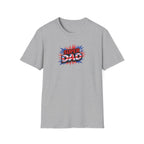 Super Dad T-Shirt – Union Jack Flag pattern Retro Comic Father’s Day Tee