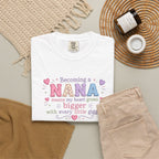 Becoming a Nana T-Shirt — "Becoming a Nana means my heart grows bigger with every little giggle" Cute Grandma Gift
