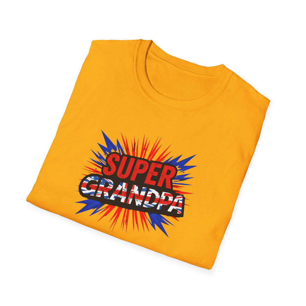 Super Grandpa T-Shirt Union Jack/England themed – Retro Comic Style Father’s Day Gift for Grandfathers