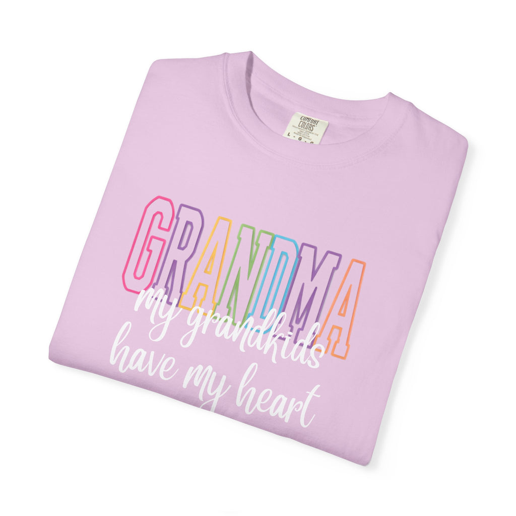 Grandma T-Shirt — "My Grandkids Have My Heart" Pastel Graphic Tee