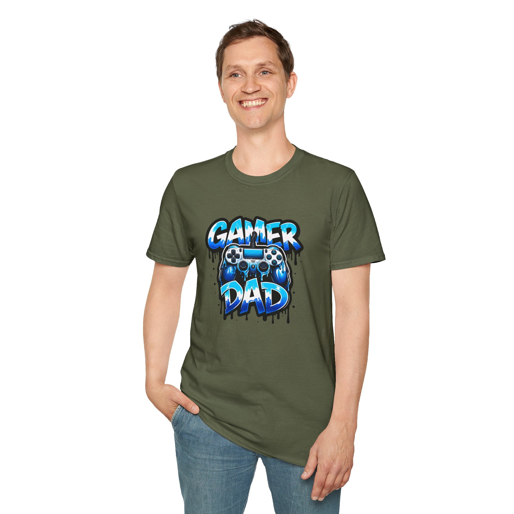 Gamer Dad T-Shirt — Blue Controller T-shirt
