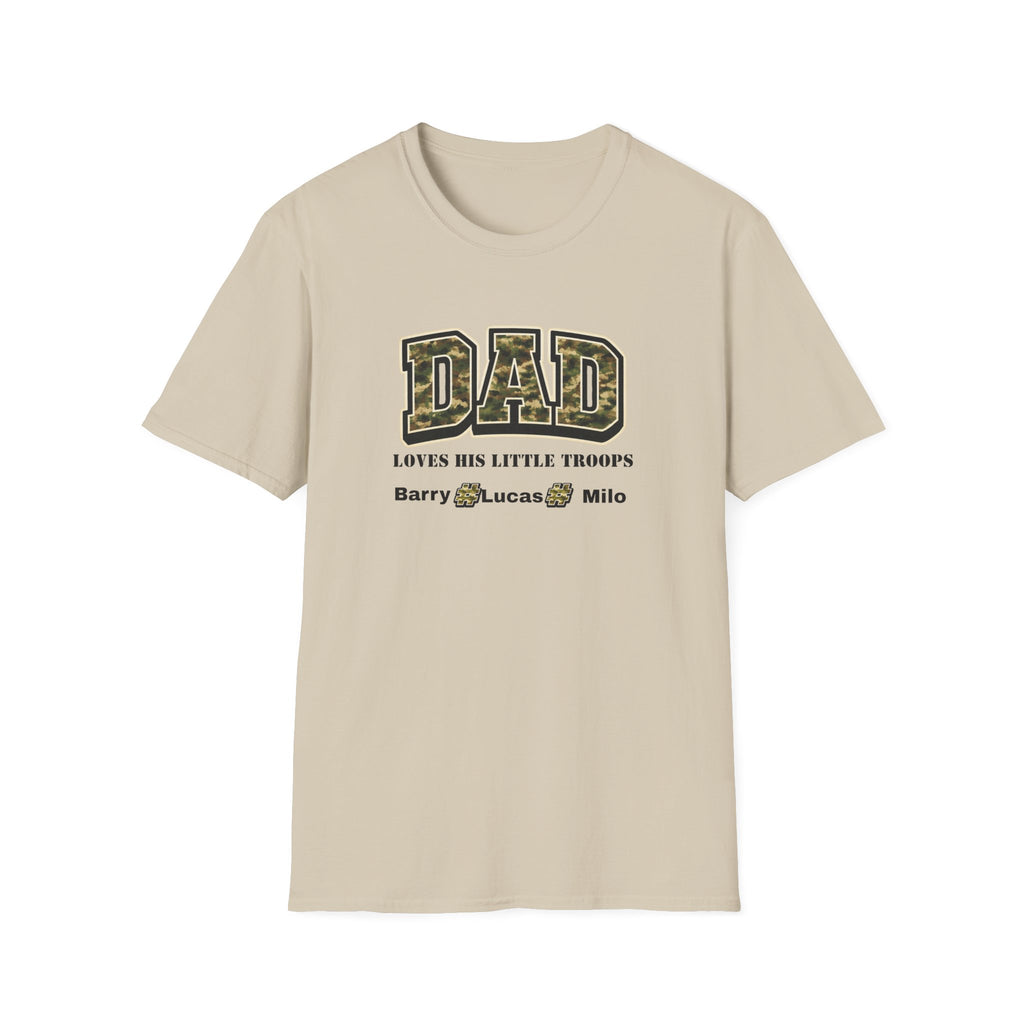 Dad Loves His Little Troops Camo T-Shirt — Personalized Kids' Names