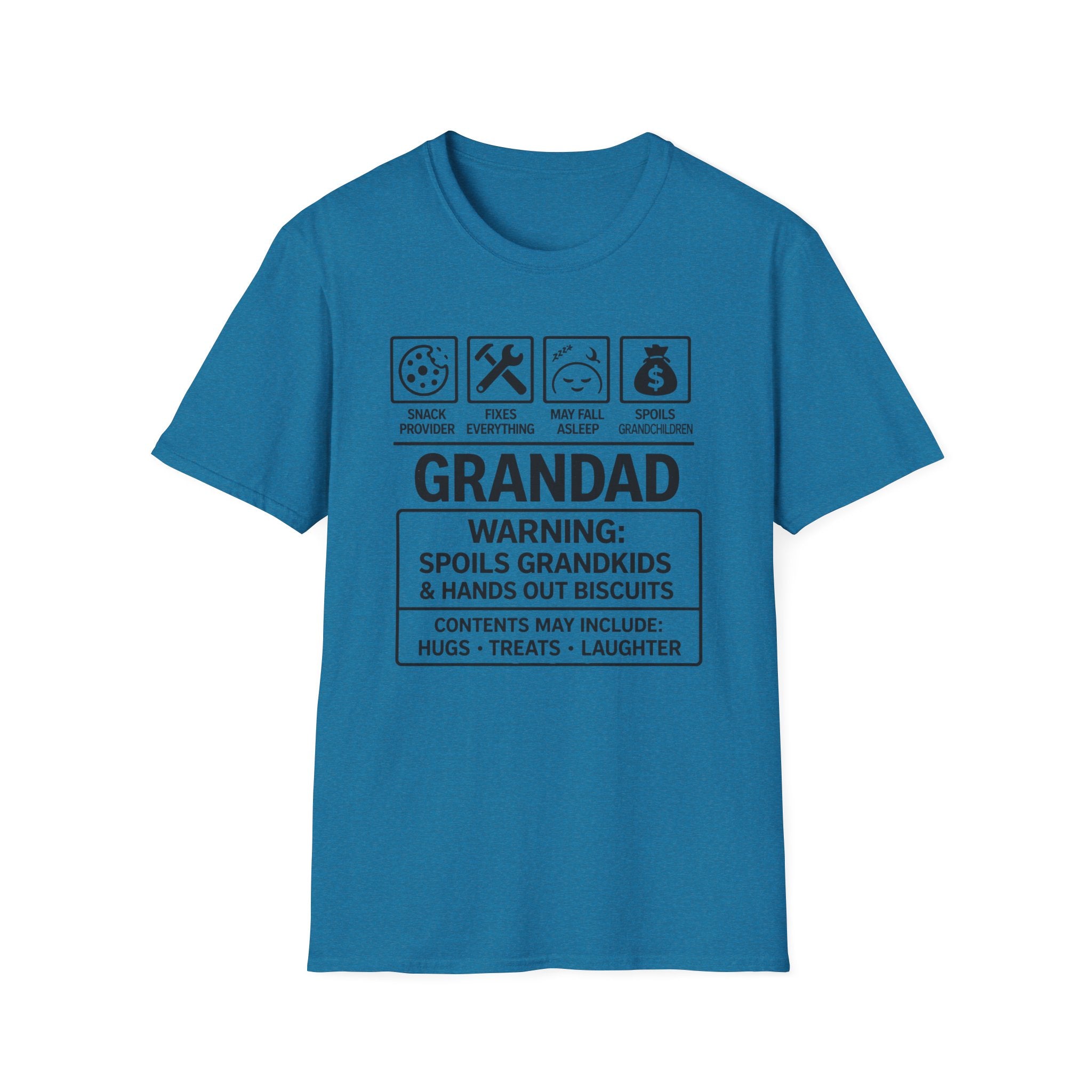 Grandad Warning T-Shirt — 'Warning: Spoils Grandkids & Hands Out Biscuits' Funny Grandpa Shirt