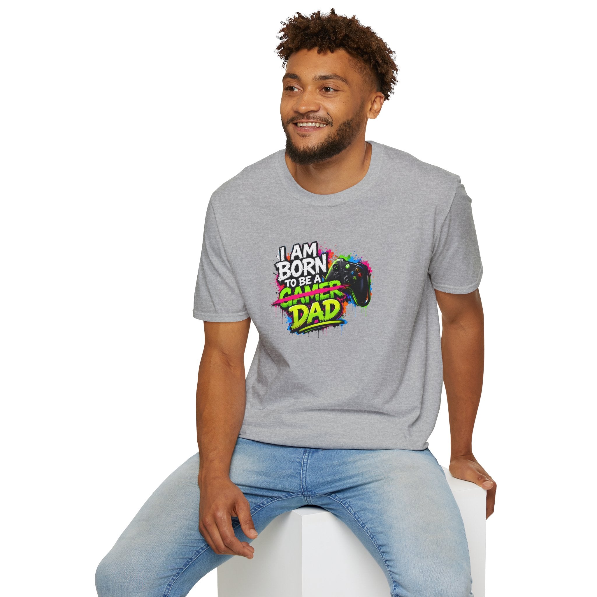 "I Am Born To Be A Gamer Dad" Neon T‑Shirt
