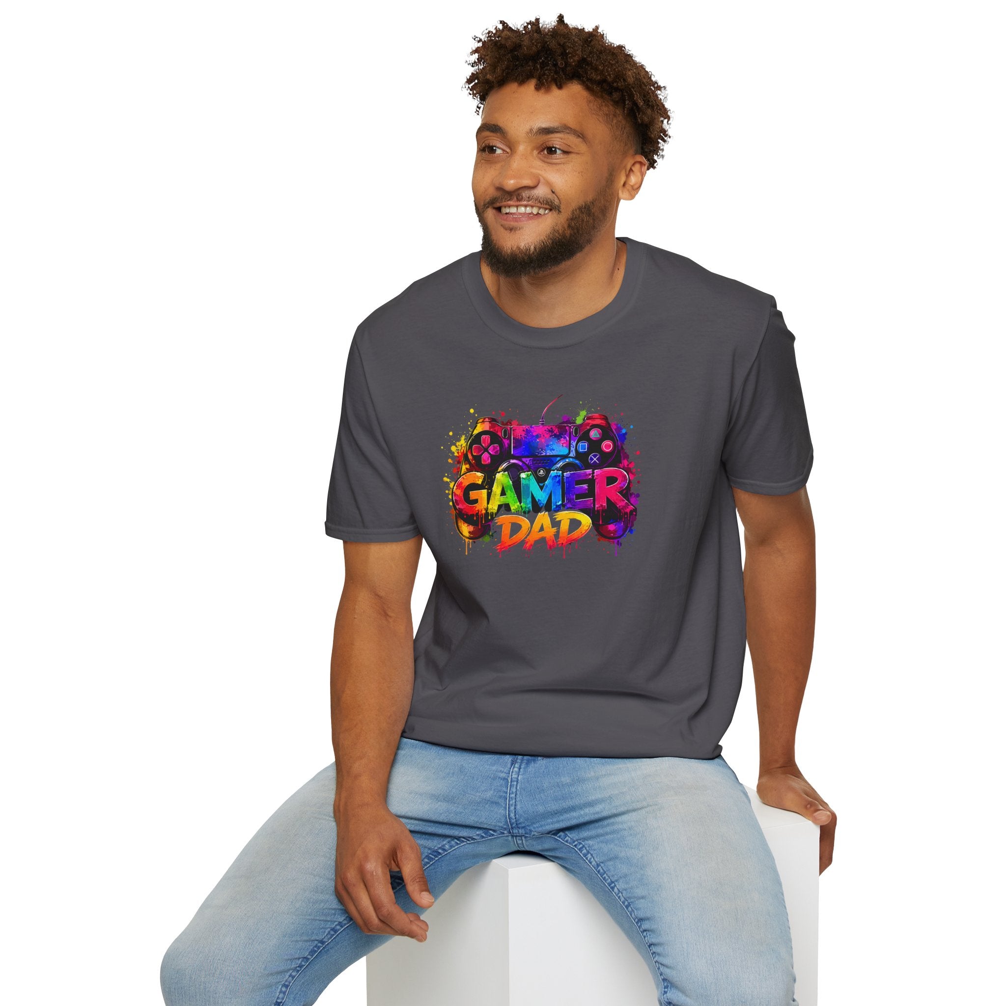 Gamer Dad Colourful Controller Design T-Shirt