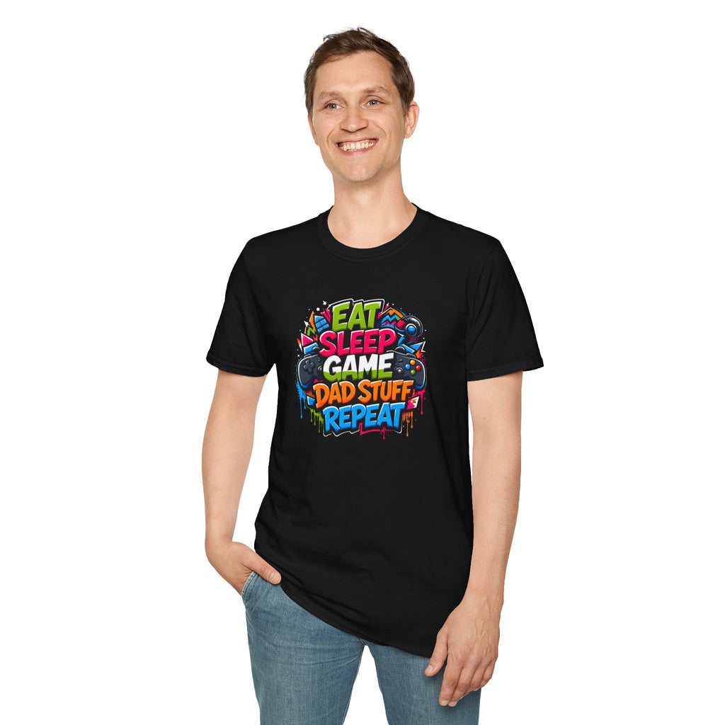 Eat Sleep Game Dad Stuff Repeat T-Shirt