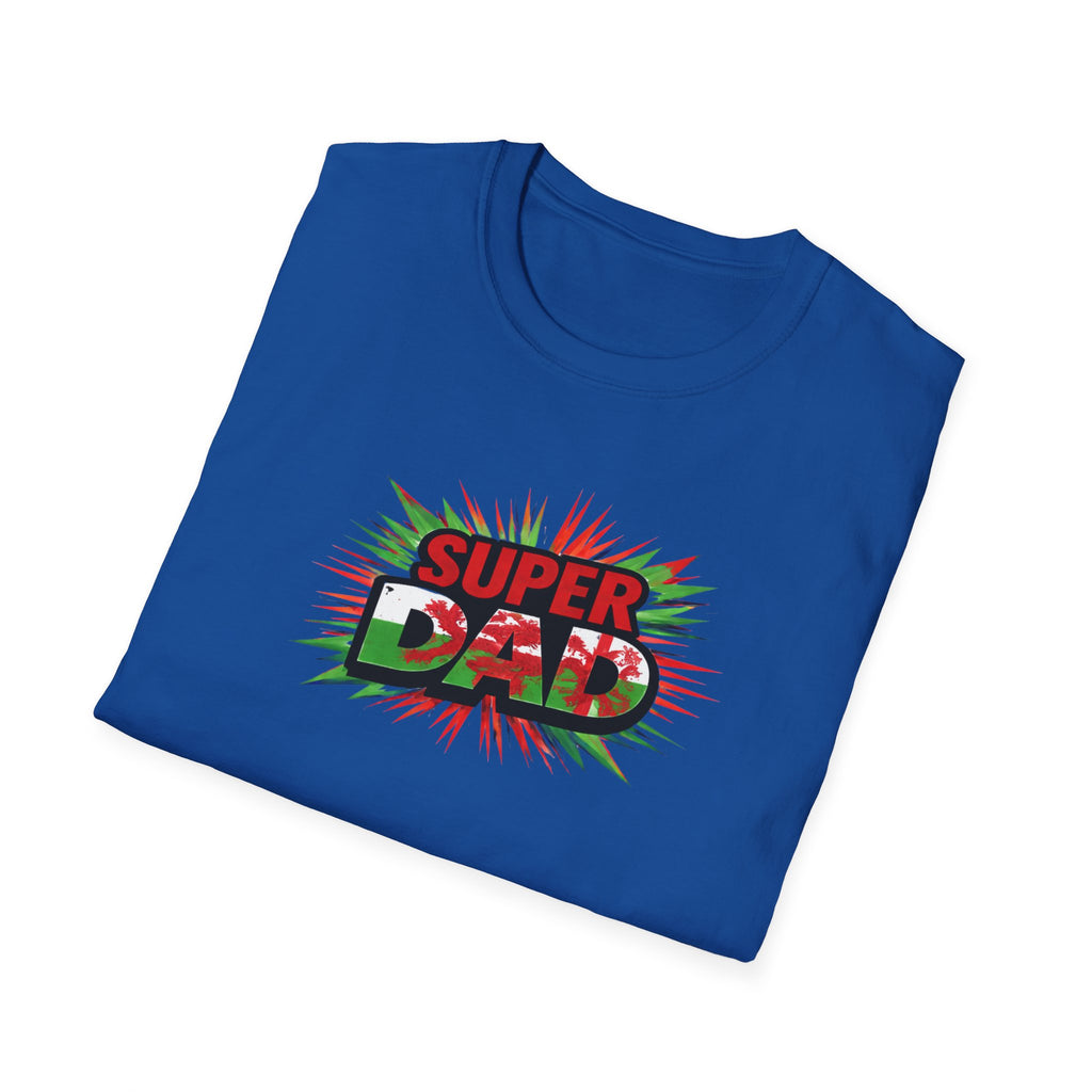 Super Dad Graphic T-Shirt — Wales Flag themed Retro Comic Father's Day Tee