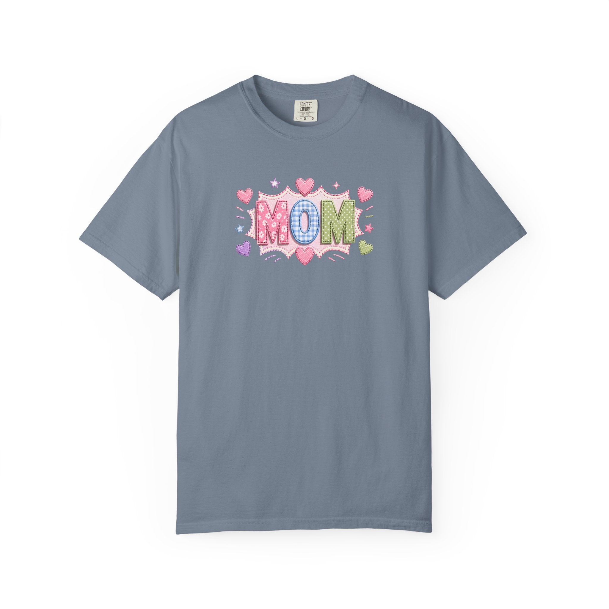 Mom Hearts T‑Shirt — Cute Pastel "MOM" Graphic Tee for Mother's Day & Everyday