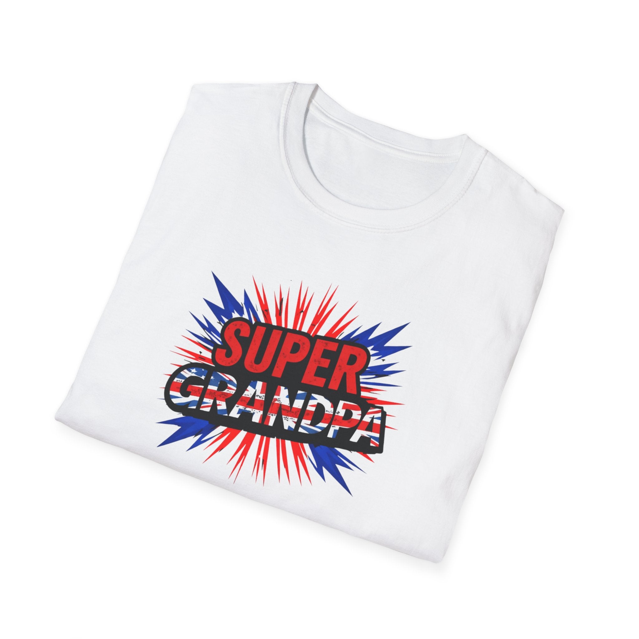 Super Grandpa T-Shirt Union Jack/England themed – Retro Comic Style Father’s Day Gift for Grandfathers