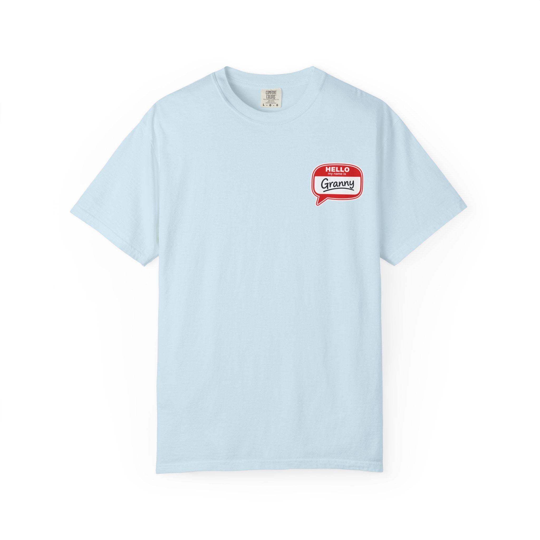 T-Shirt — "Hello Granny" Retro Name Tag Tee