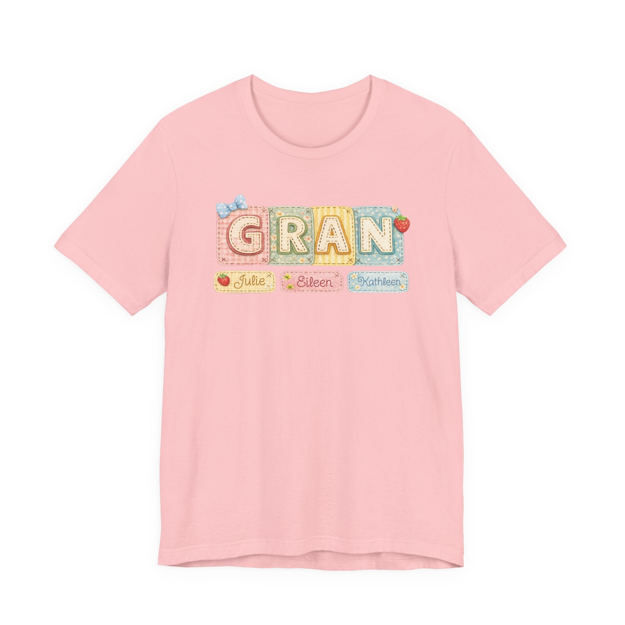 Gran Retro Patch Tee — Personalized 'Gran' Name Blocks Short Sleeve Shirt