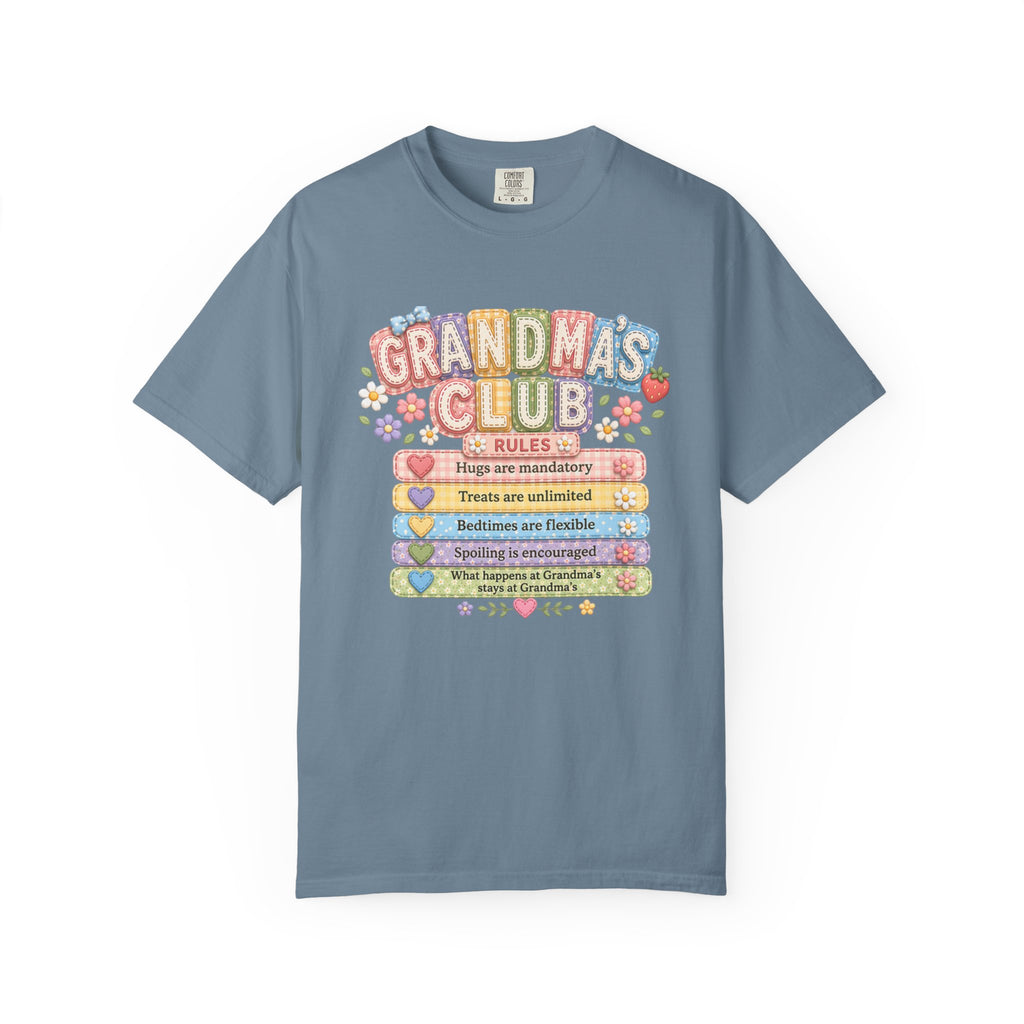 Grandma's Club T-Shirt — Cute Floral 'Grandma's Club' Rules Tee