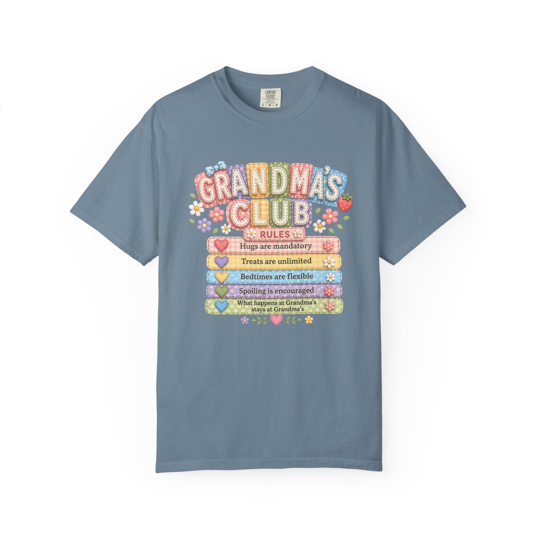 Grandma's Club T-Shirt — Cute Floral 'Grandma's Club' Rules Tee