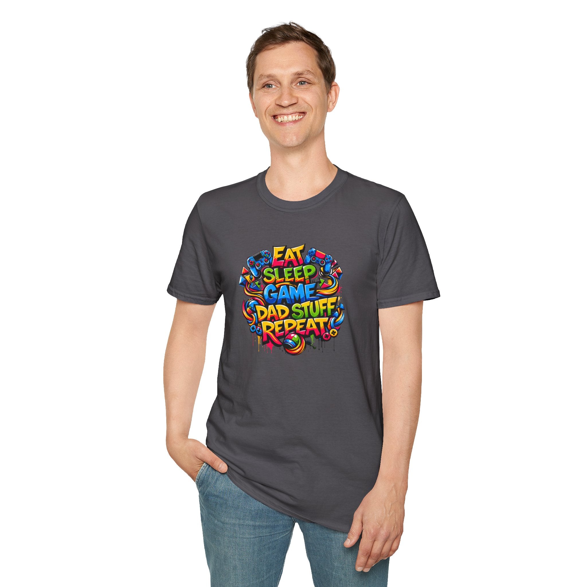 “Eat Sleep Game Dad Stuff Repeat” T-Shirt
