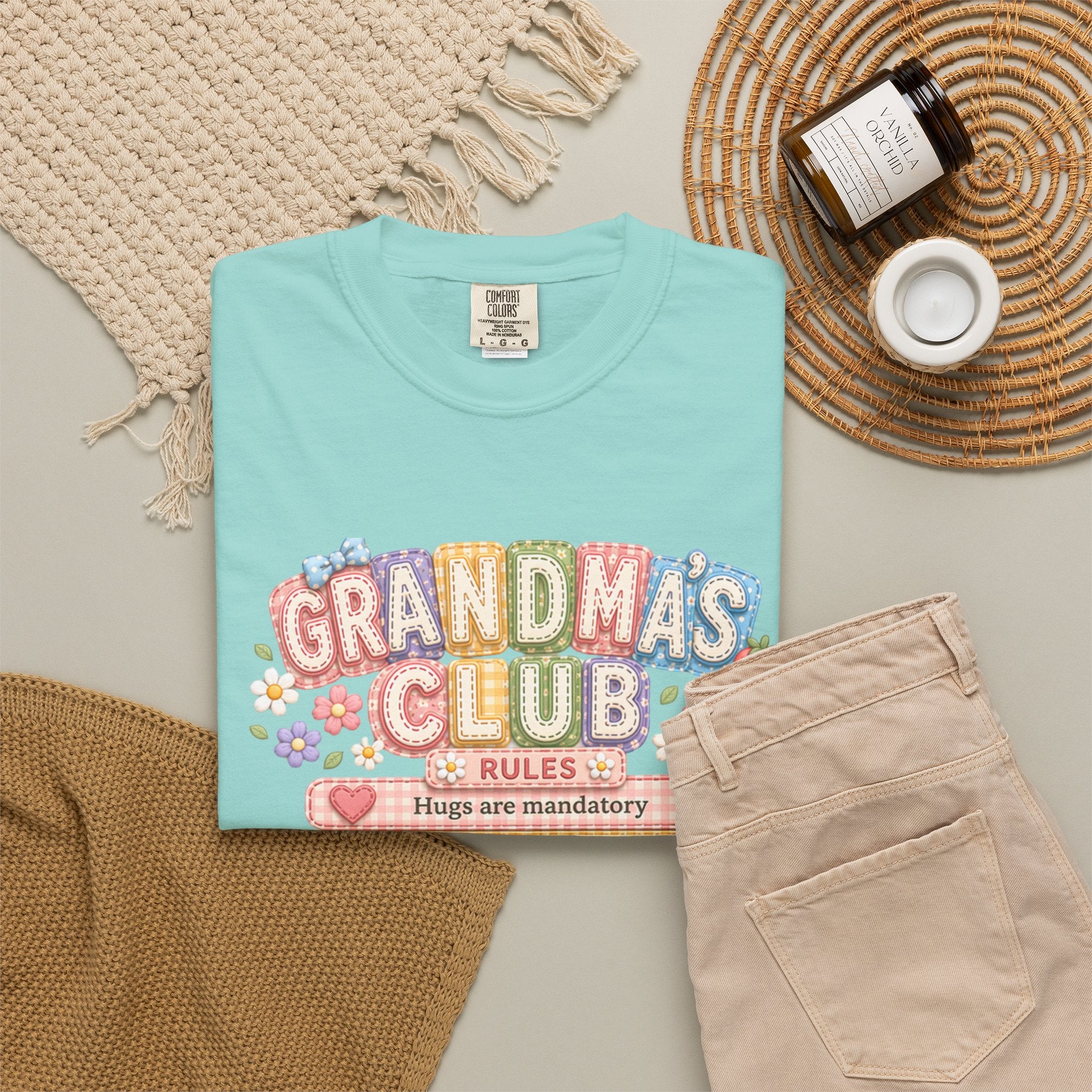 Grandma's Club T-Shirt — Cute Floral 'Grandma's Club' Rules Tee