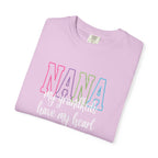 Nana Pastel Rainbow Tee — 'NANA' Floral Outline Grandma T-Shirt