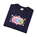 Mom Hearts T‑Shirt — Cute Pastel "MOM" Graphic Tee for Mother's Day & Everyday