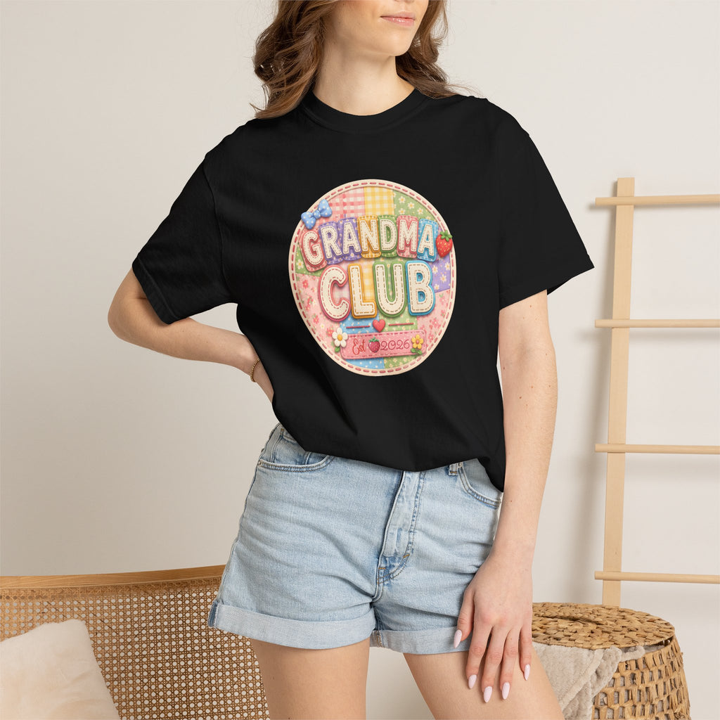 Grandma Club T-Shirt — Cute Retro Floral Badge Tee for Grandmothers
