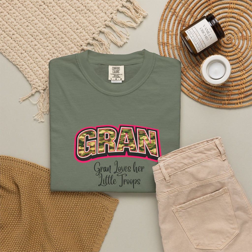 Gran Floral Graphic T-Shirt — "Gran Loves Her Little Troops" Gift Tee