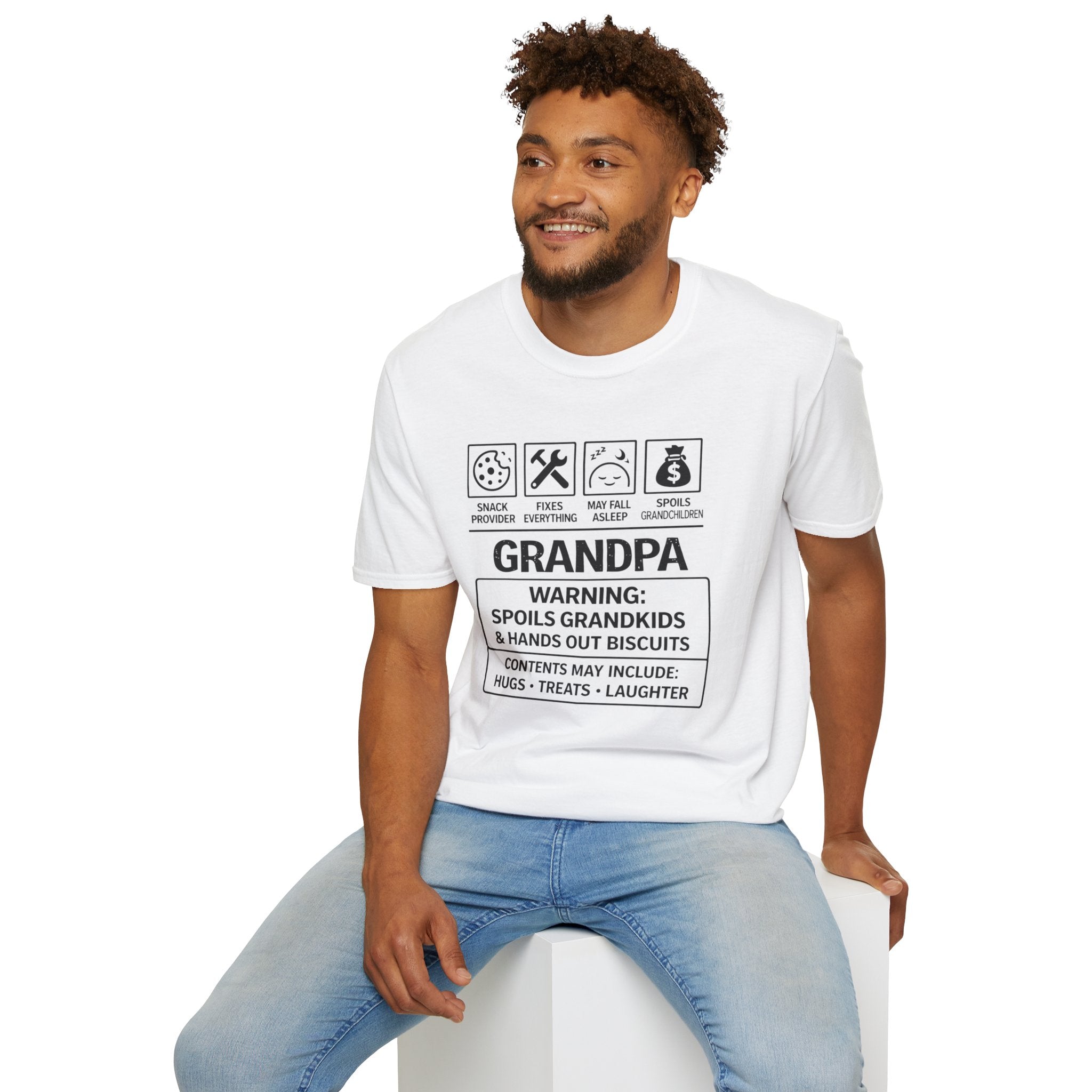 Grandpa Warning T-Shirt — "Spoils Grandkids & Hands Out Biscuits" Funny Grandpa Gift