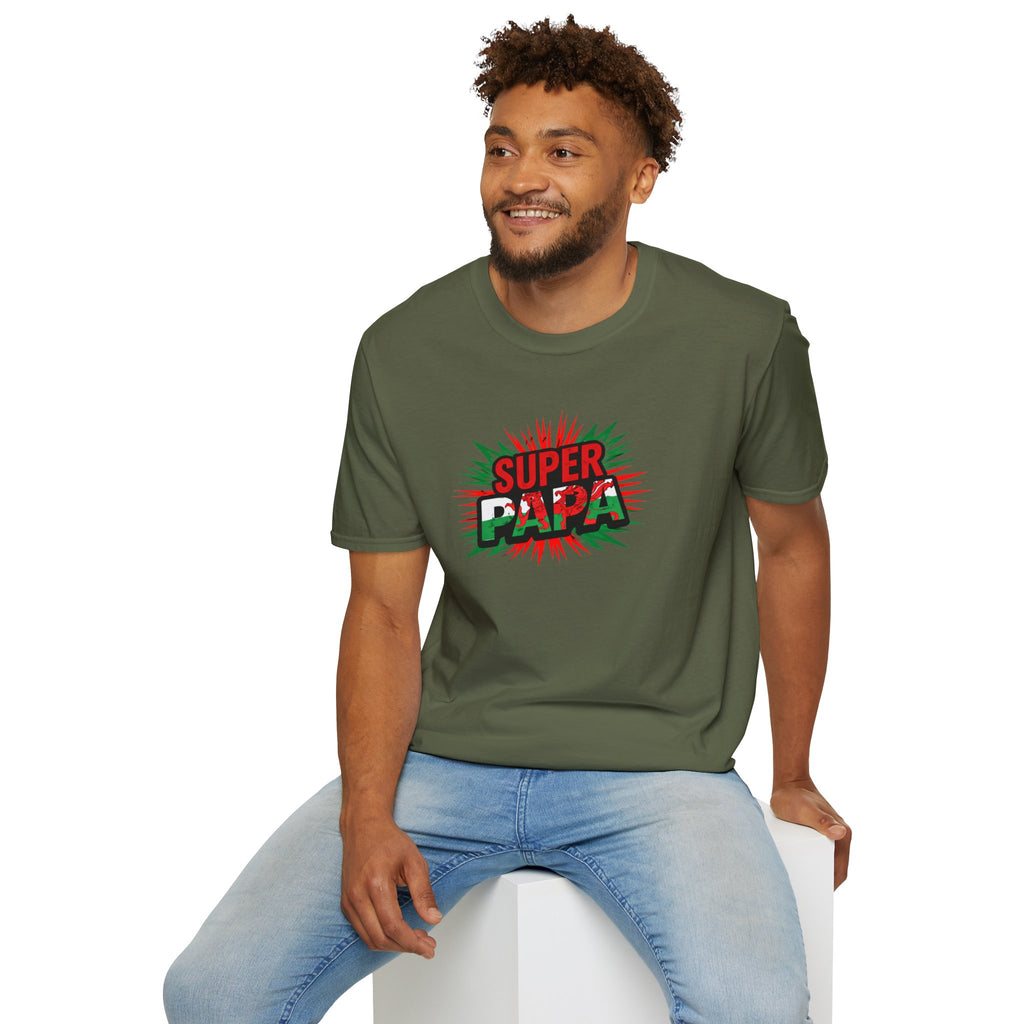 Super Papa Welsh Flag/ Wales themed Graphic T-Shirt — Father’s Day Comic-Style Dad Shirt