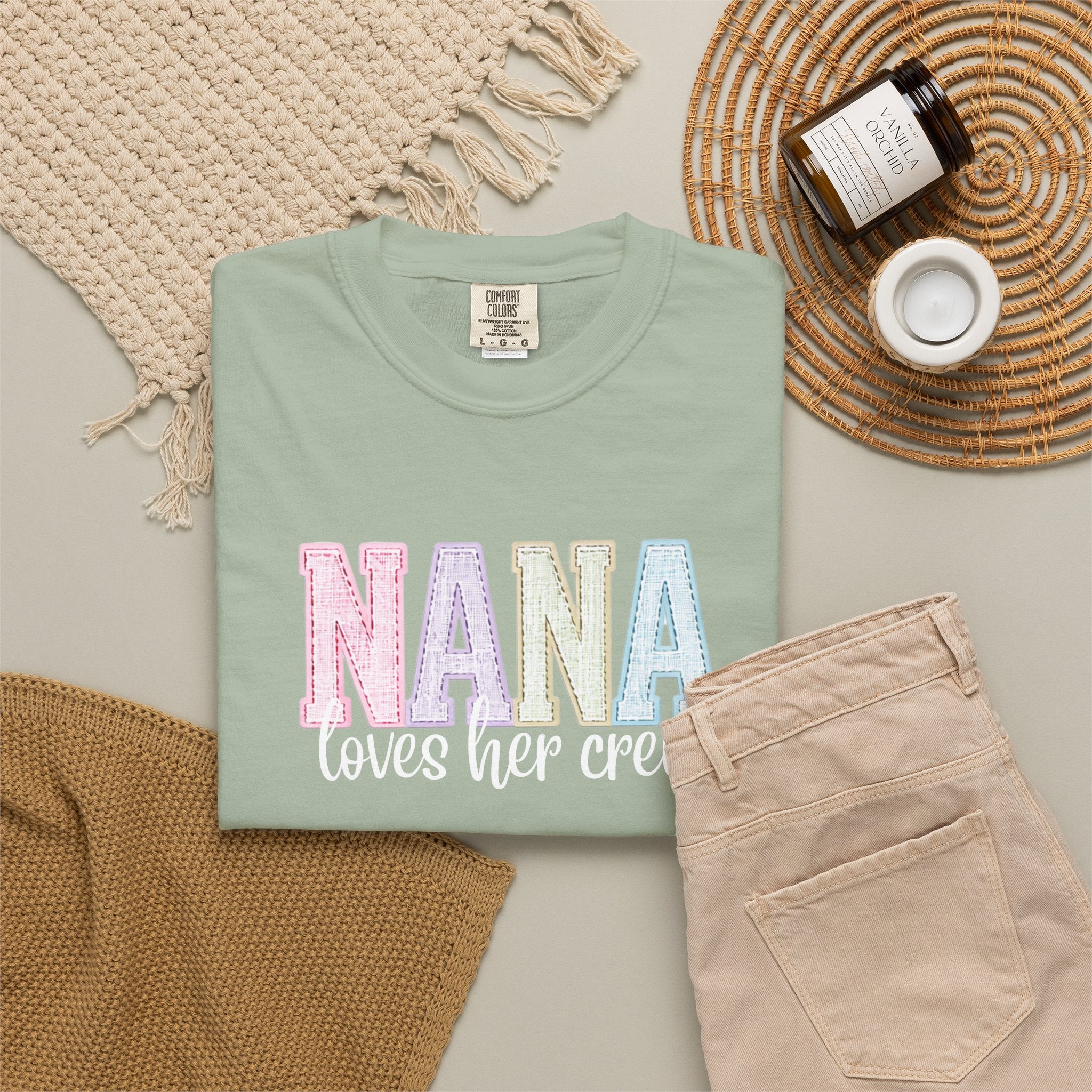 Nana Pastel Varsity T-Shirt — Soft Vintage Lettering Gift for Grandma (Mother's Day/Birthday)