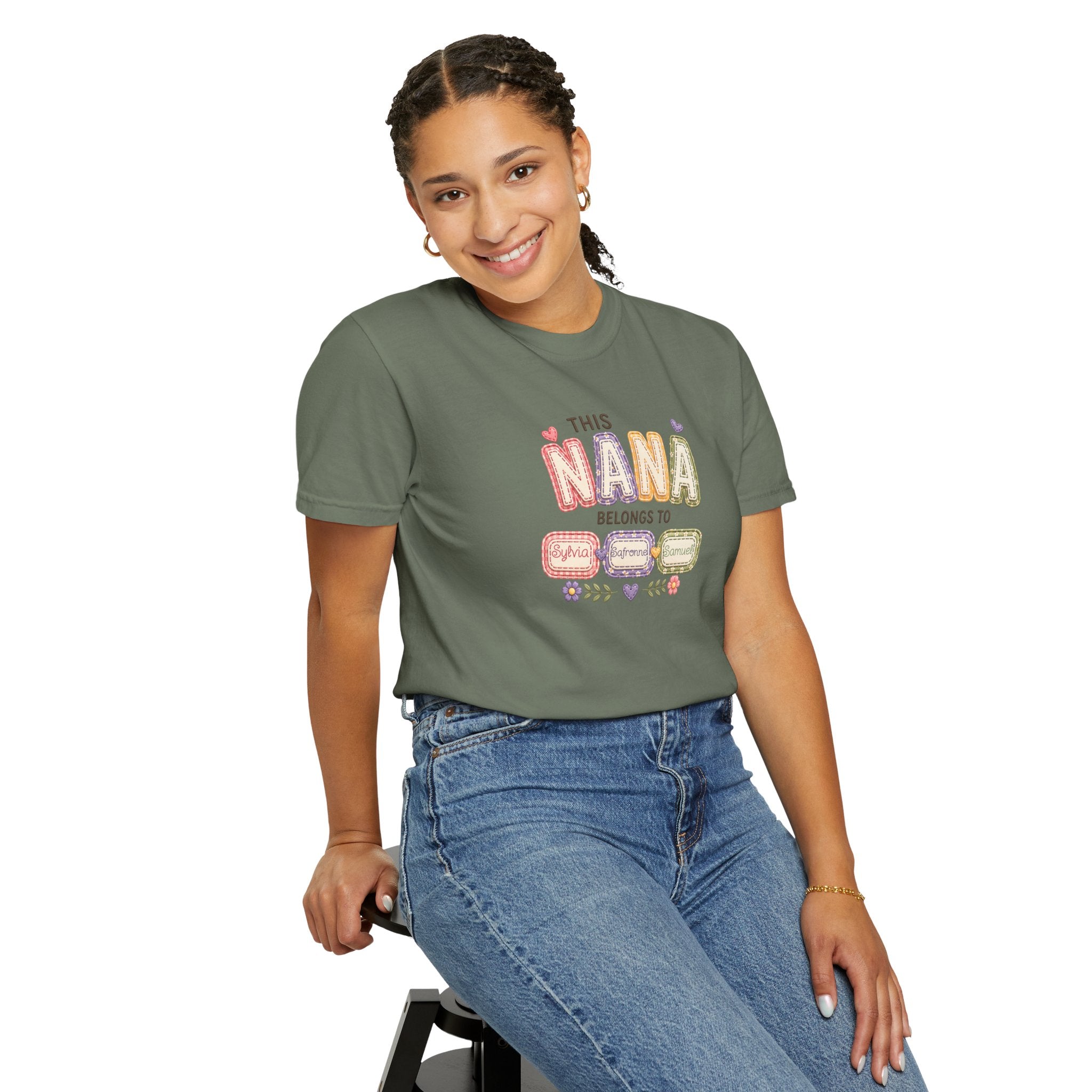 Nana Family Name T-Shirt — "This Nana Belongs To" Floral Grandma Gift