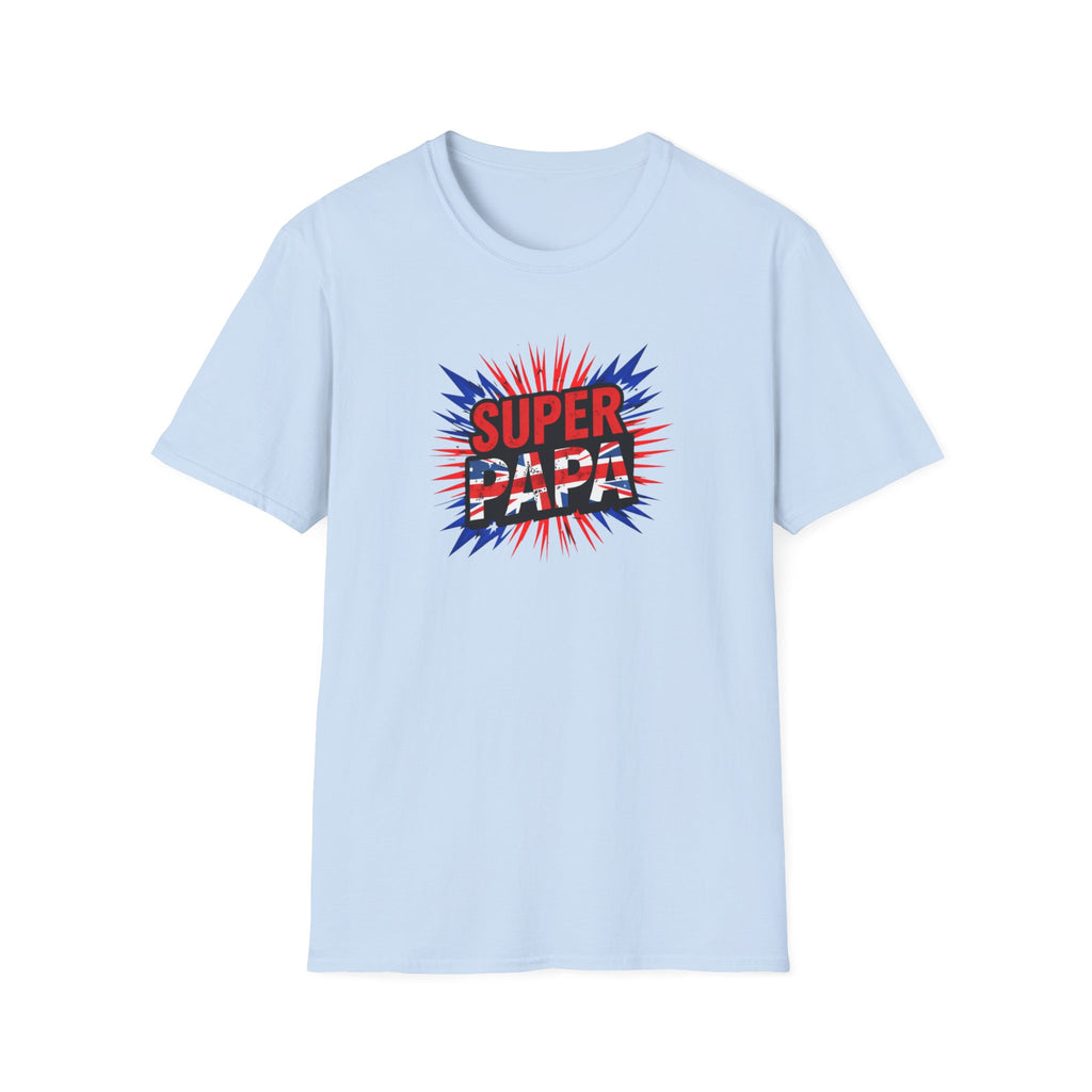 T-Shirt — "Super Papa" Union Jack/England themed Retro Comic Dad Shirt (Father's Day Gift)