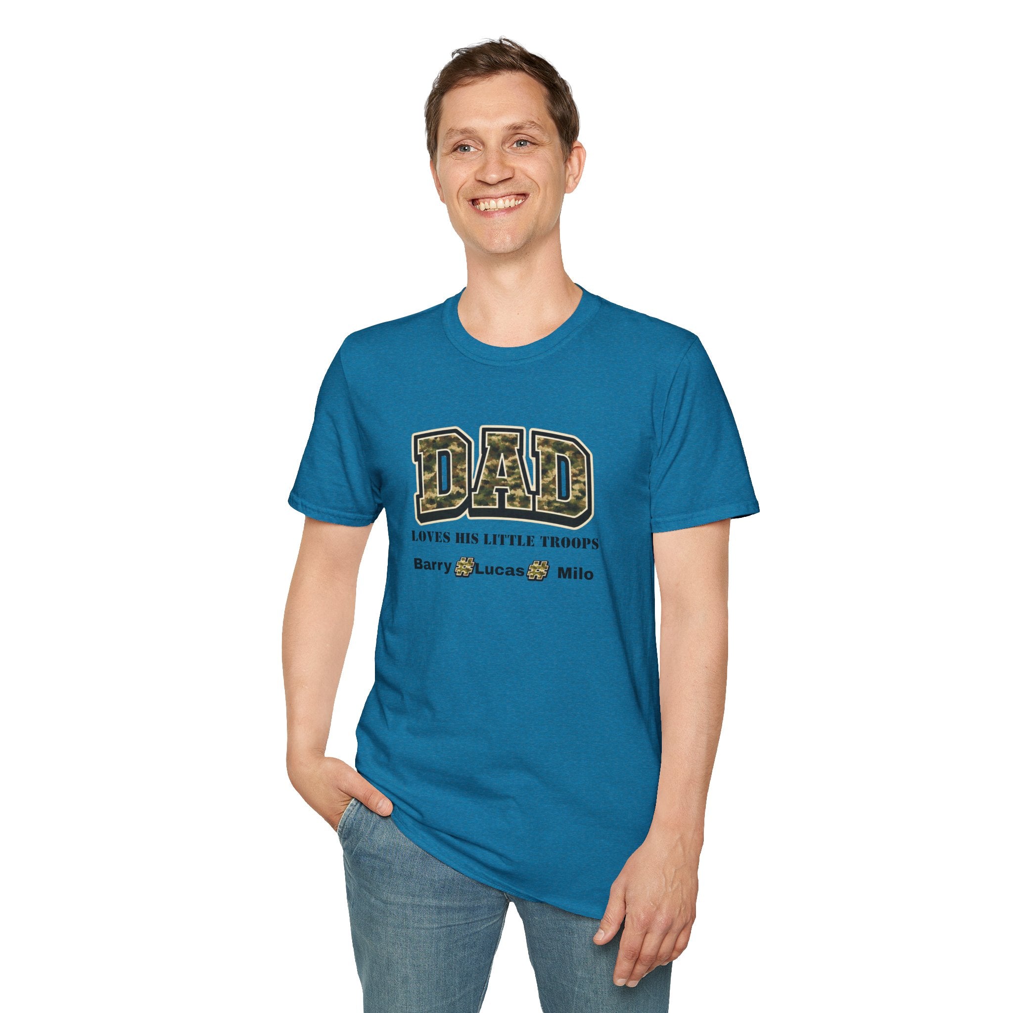 Dad Loves His Little Troops Camo T-Shirt — Personalized Kids' Names