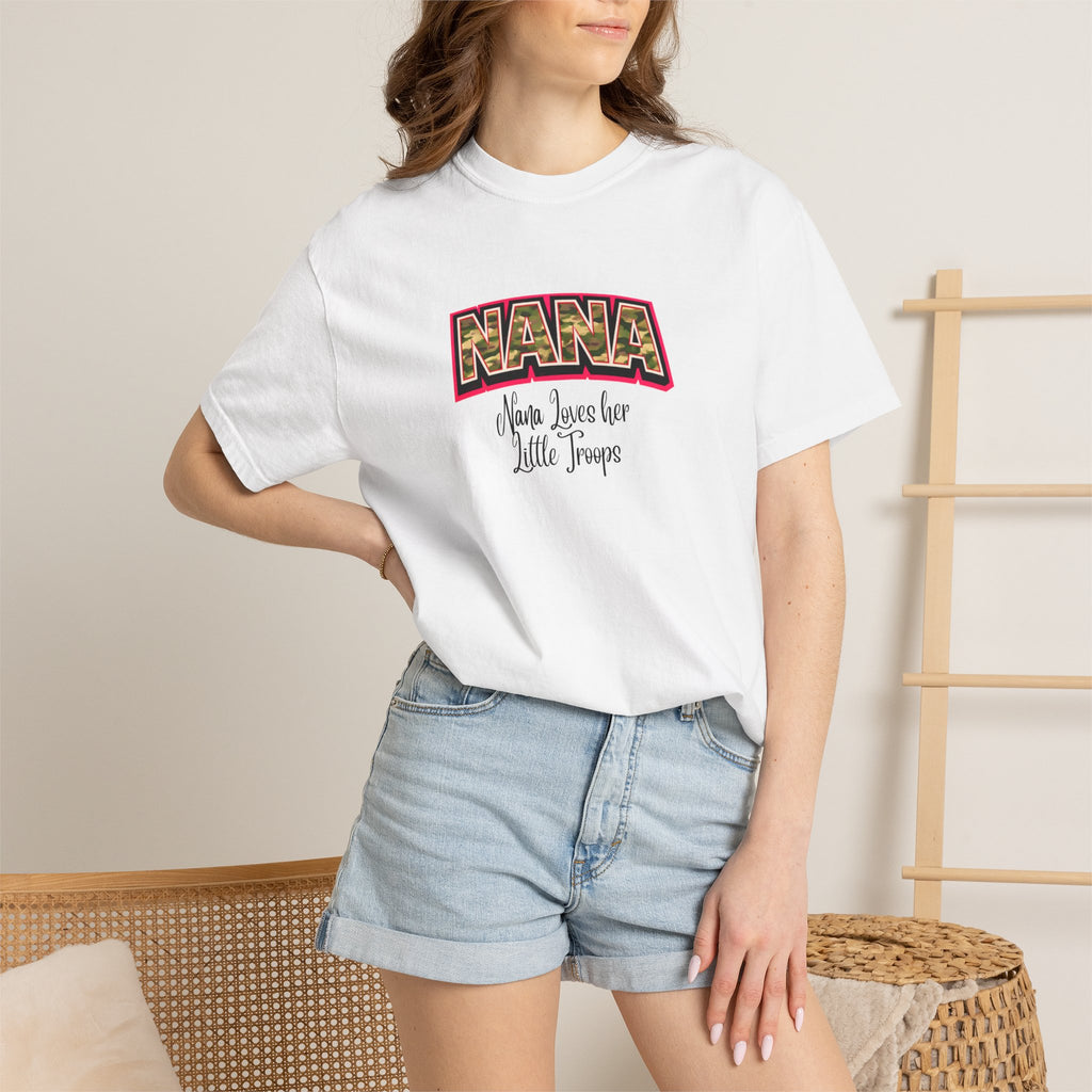 Nana Leopard Print T-Shirt — "Nana (who loves her little troops)" Grandma Gift