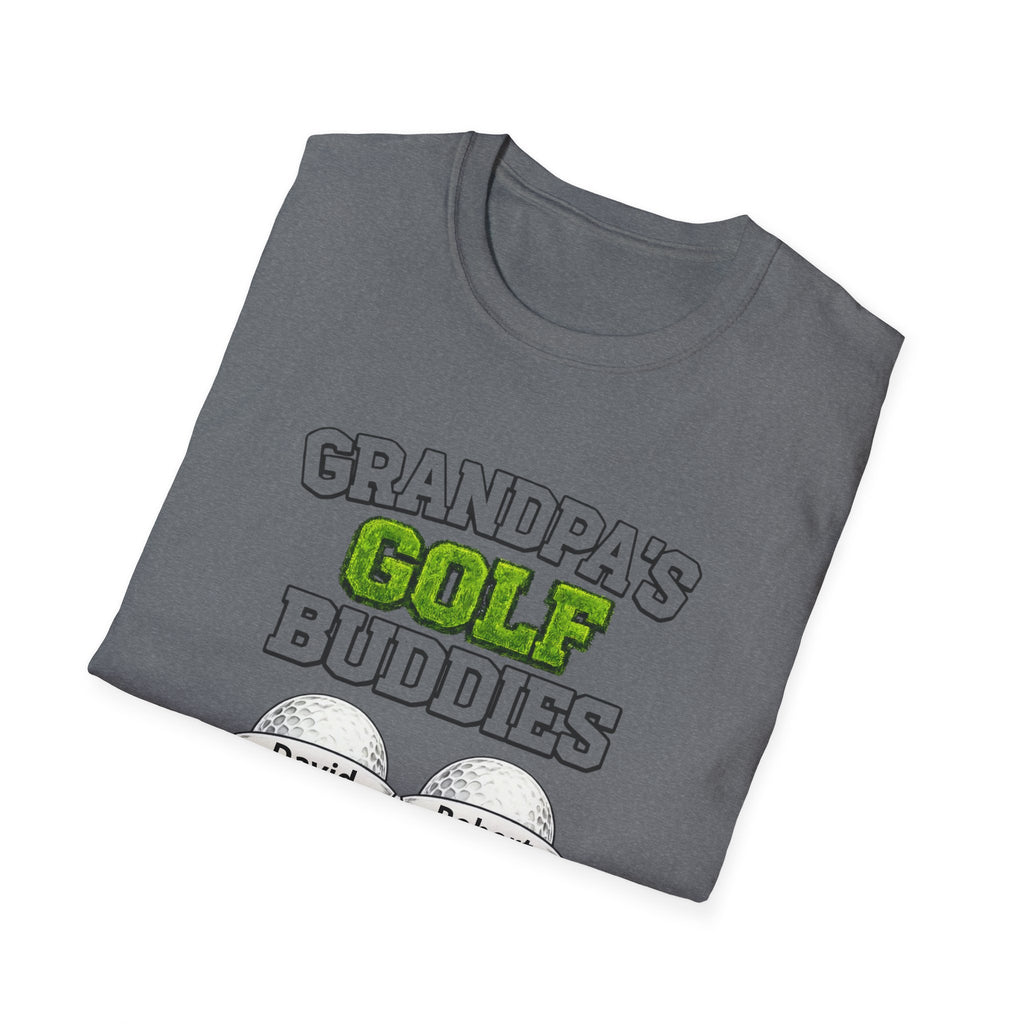 Grandpa’s Golf Buddies T-Shirt — Personalized Names on Golf Balls