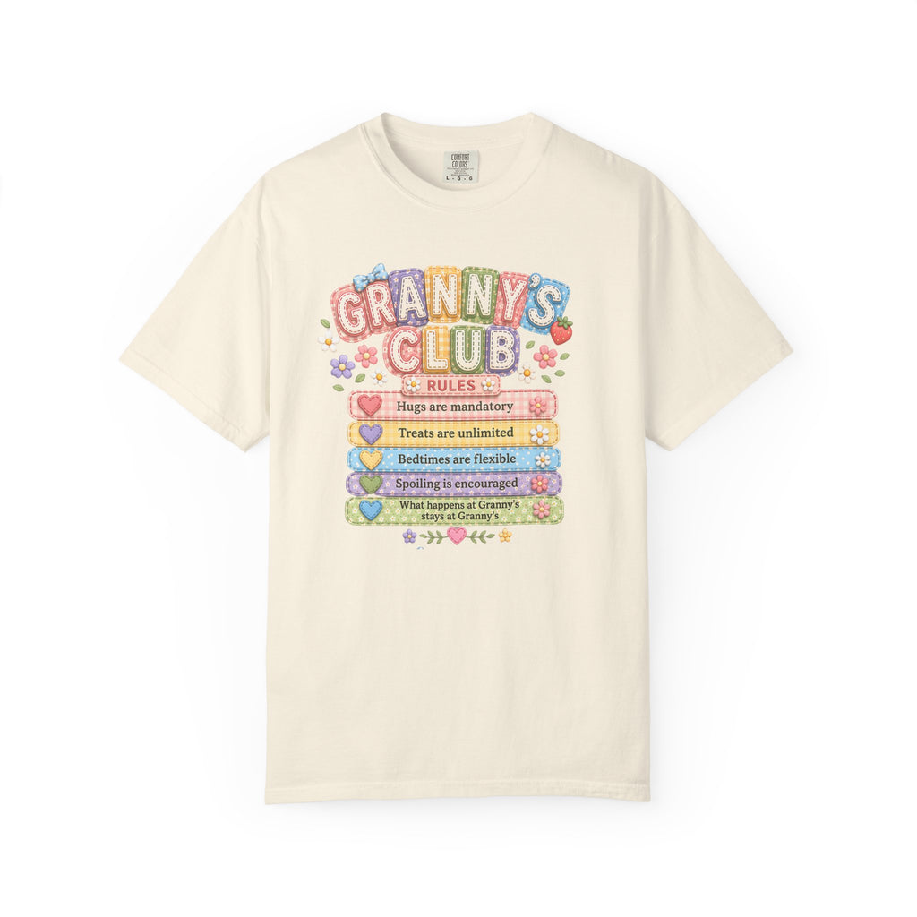 Granny's Club T‑Shirt – Cute Pastel 'Granny's Club' Rules Graphic Tee for Grandmothers