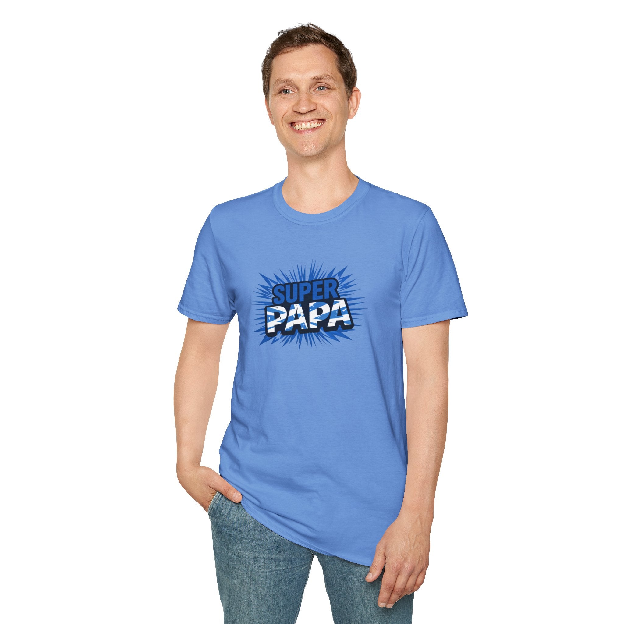 Super Papa Scotland Flag/Scottish themed T-Shirt – Comic Style Father’s Day Gift