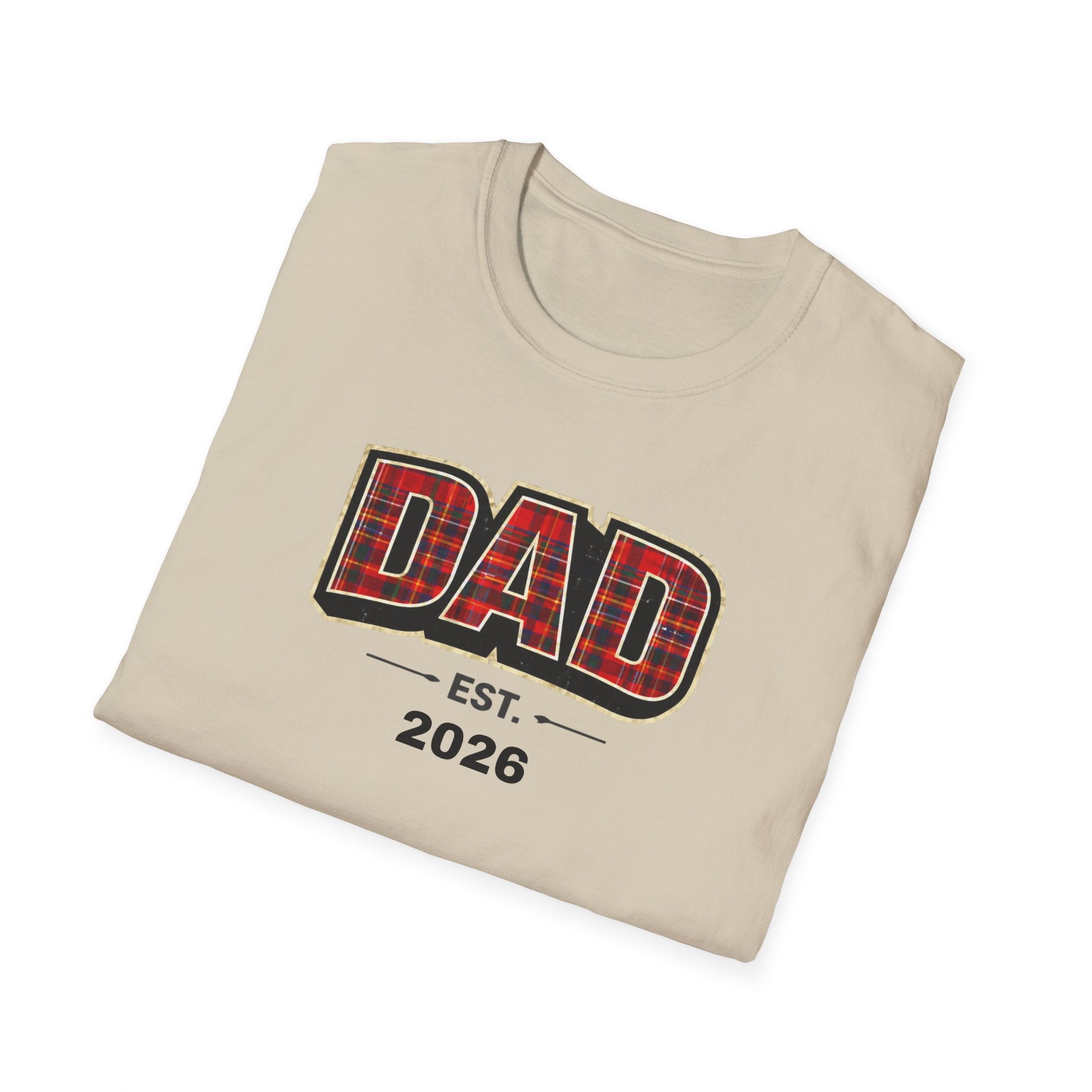 Dad Plaid Design T-Shirt — DAD Est. 2026 New Dad Gift