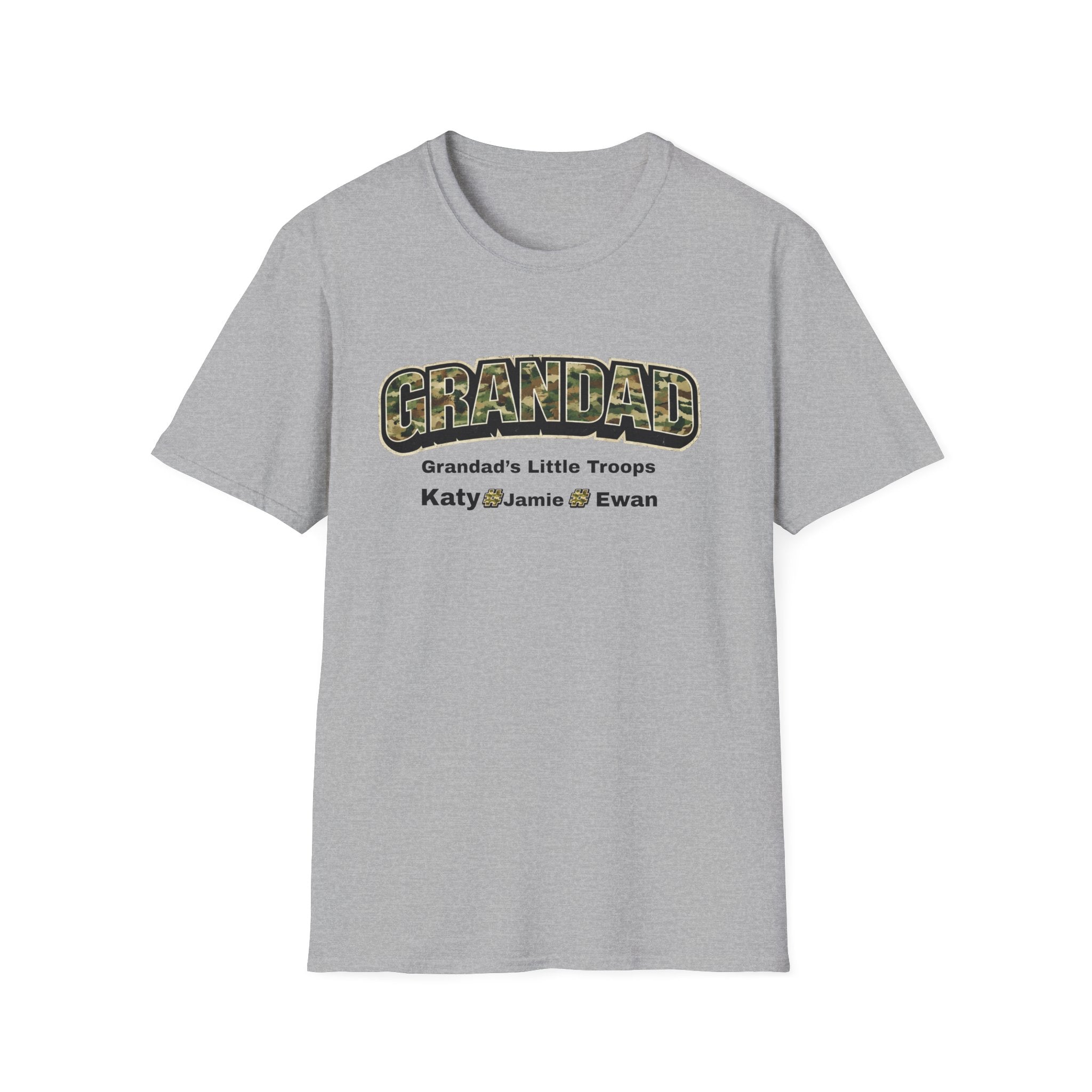 Granddad Camo T-Shirt — "Grandad's Little Troops" Personalized Kids Names