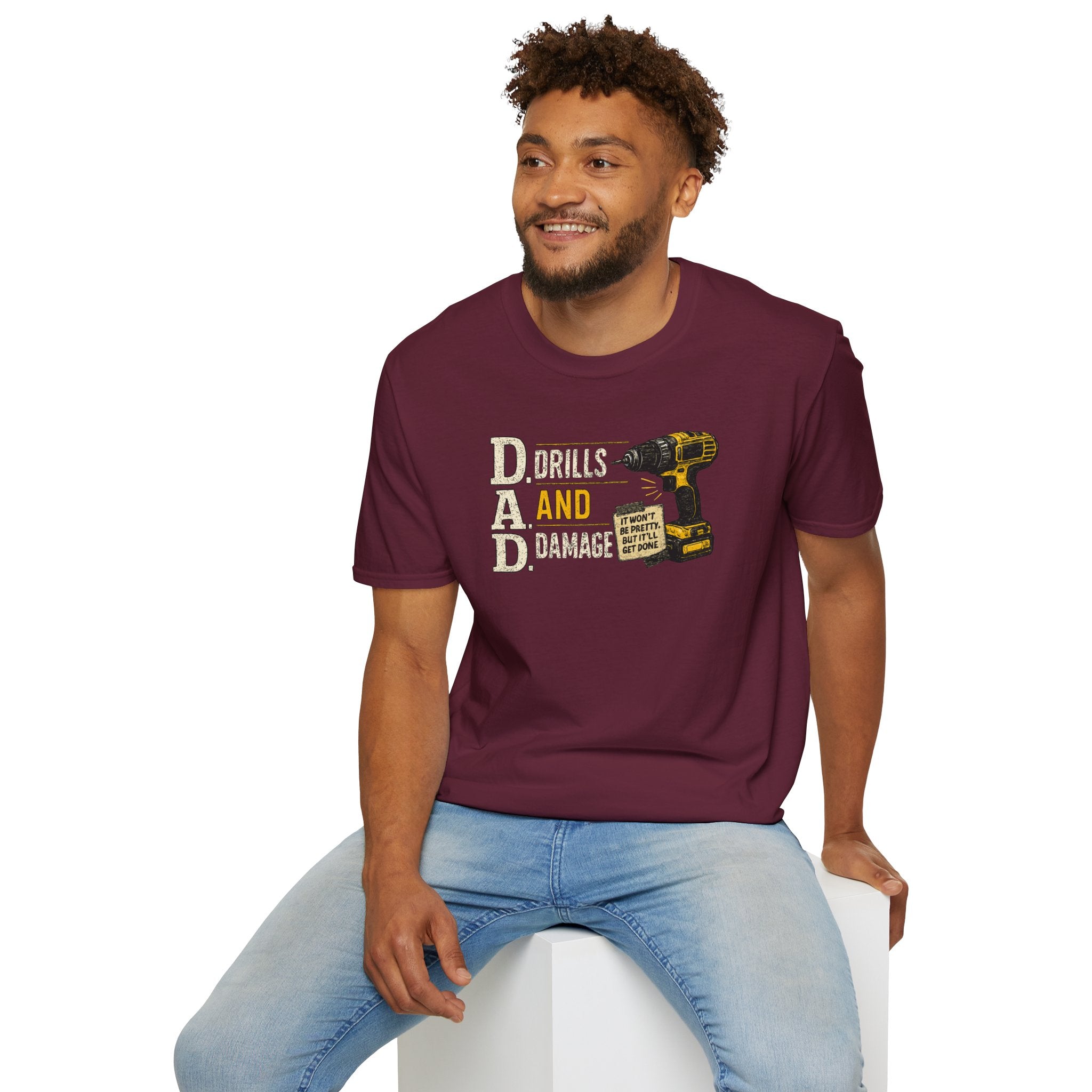 Drills and Damage Dad T-Shirt – Funny Father’s Day Tool Lover Tee