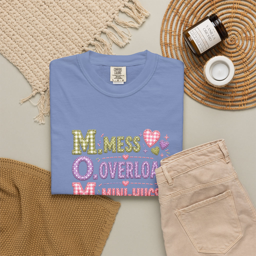 Mom Acronym Graphic T-Shirt — “M.O.M. Mess Overload Mini-Hugs” Cute Pastel Mothers Day Tee