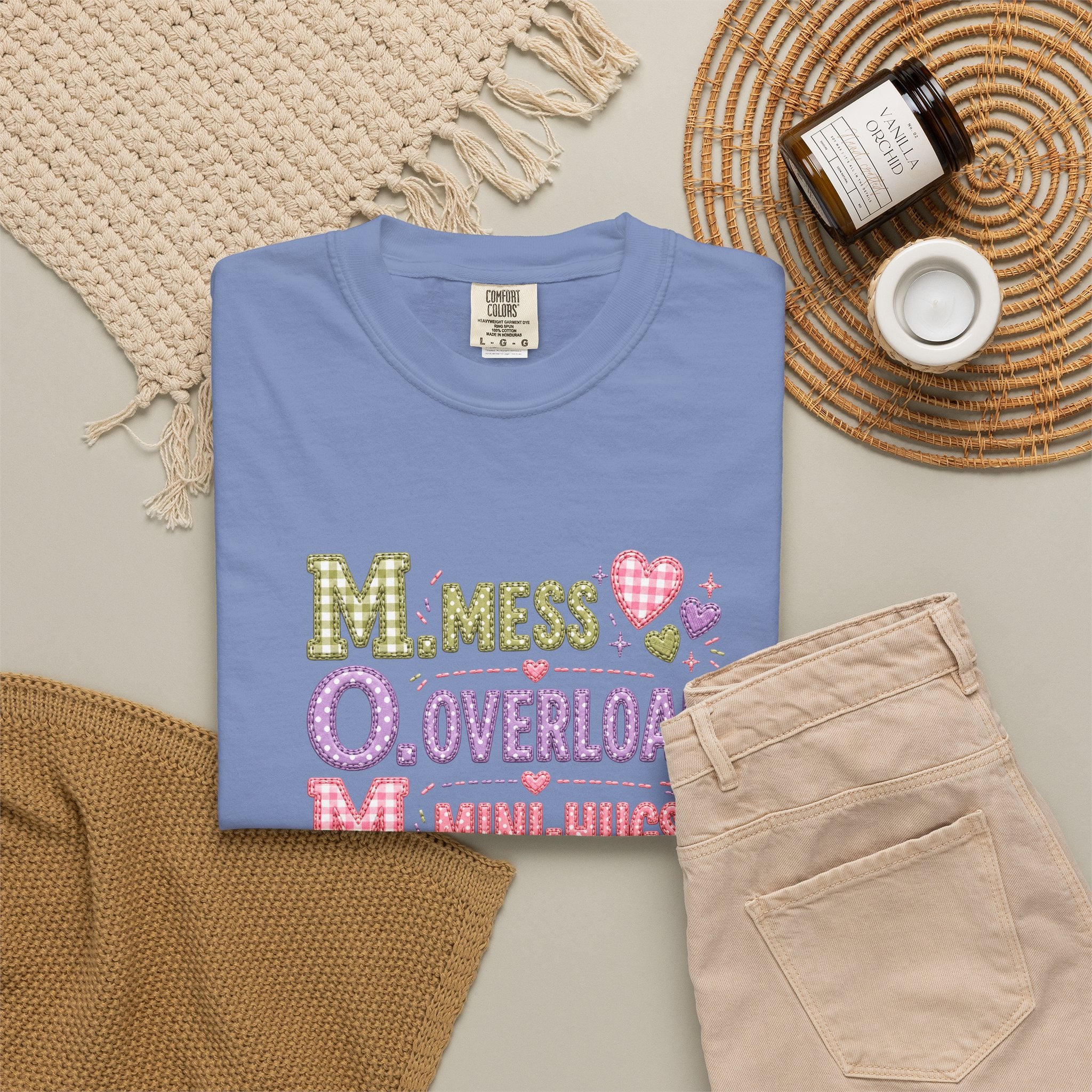 Mom Acronym Graphic T-Shirt — “M.O.M. Mess Overload Mini-Hugs” Cute Pastel Mothers Day Tee