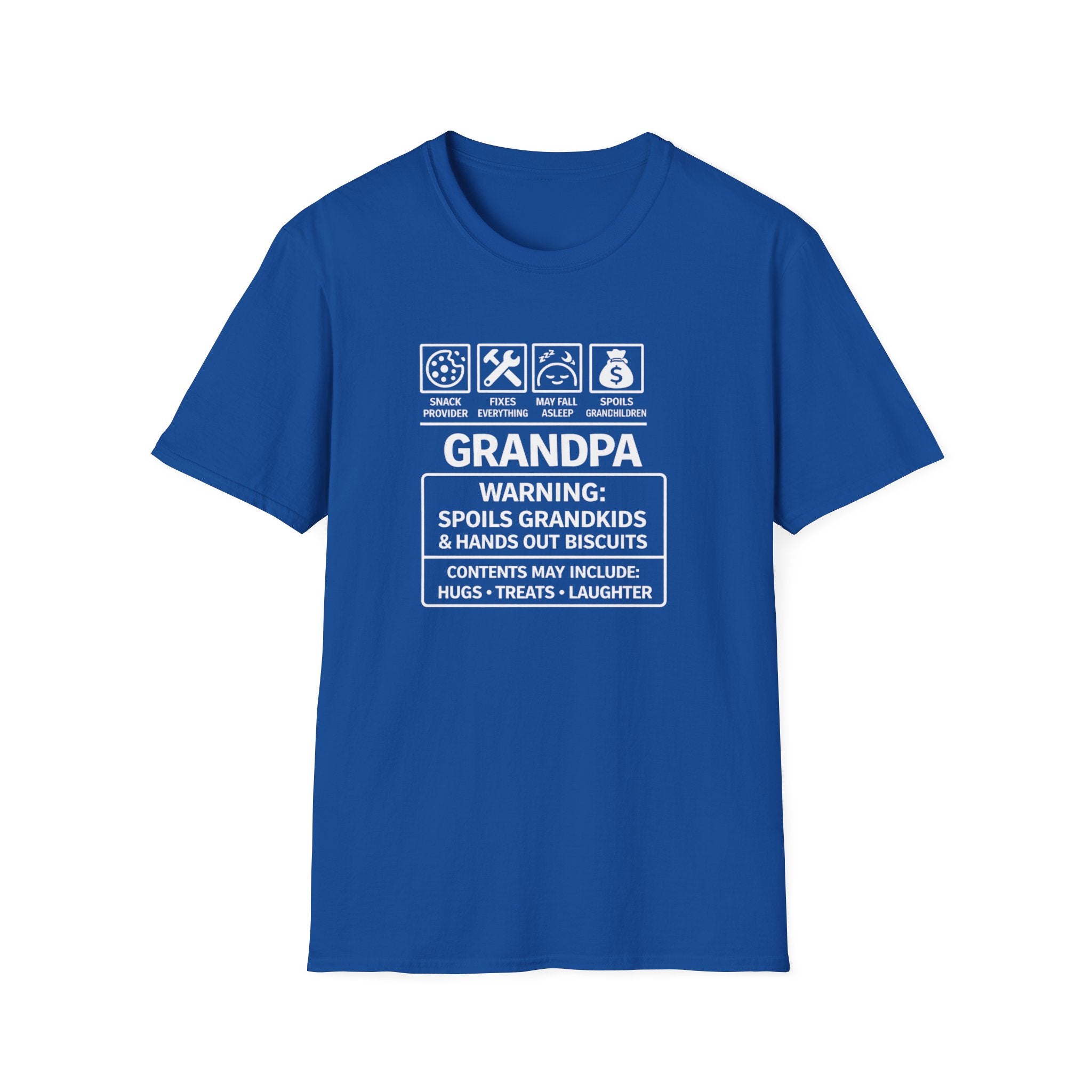 Grandpa Warning T-Shirt – ‘Spoils Grandkids & Hands Out Biscuits’ Funny Grandpa Tee