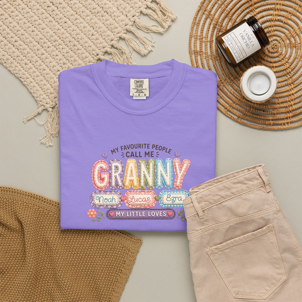 Granny Floral Retro Tee — "My Favourite People Call Me Granny"