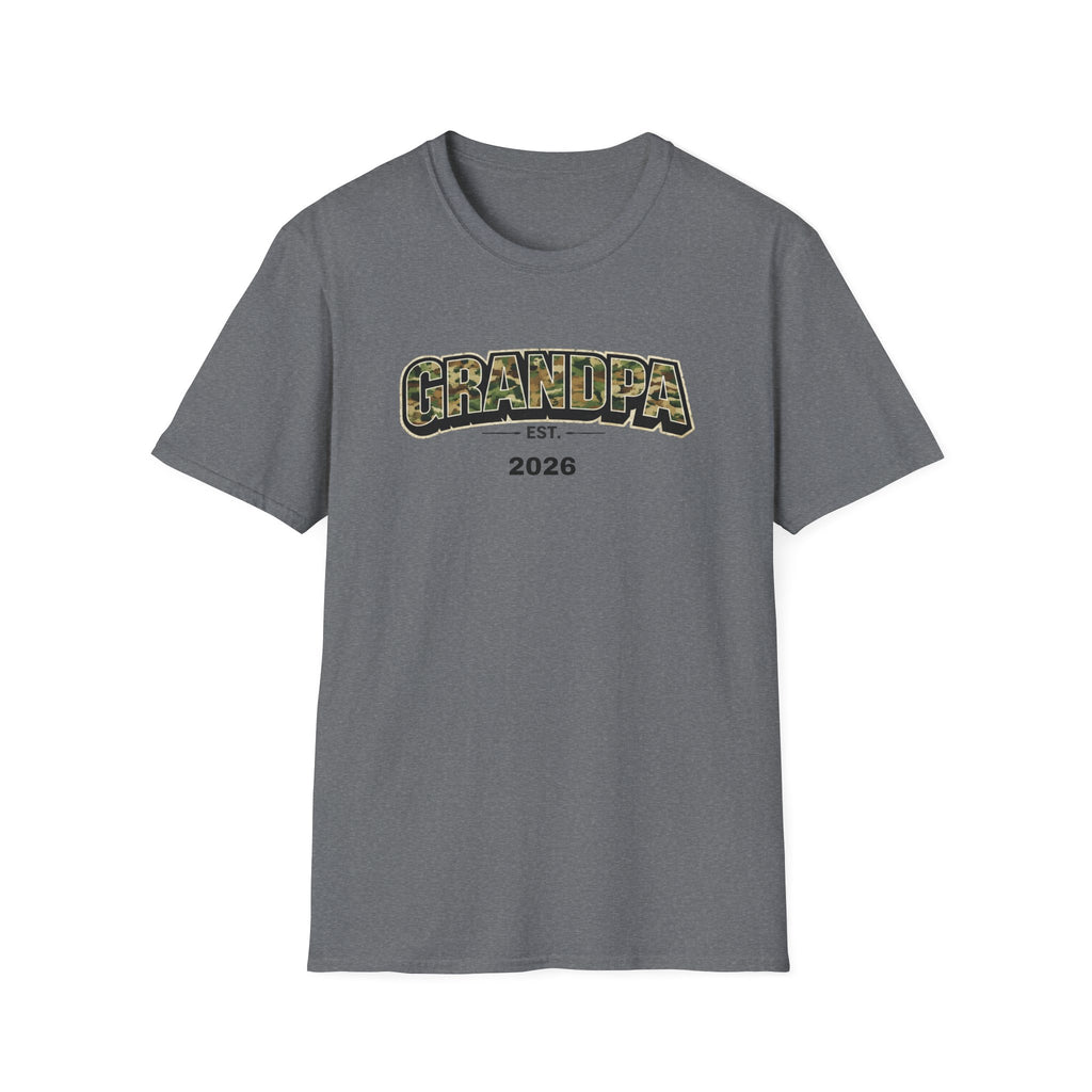 Grandpa T-Shirt – Camo 'Grandpa' Design with EST. 2026 – New Grandpa Gift