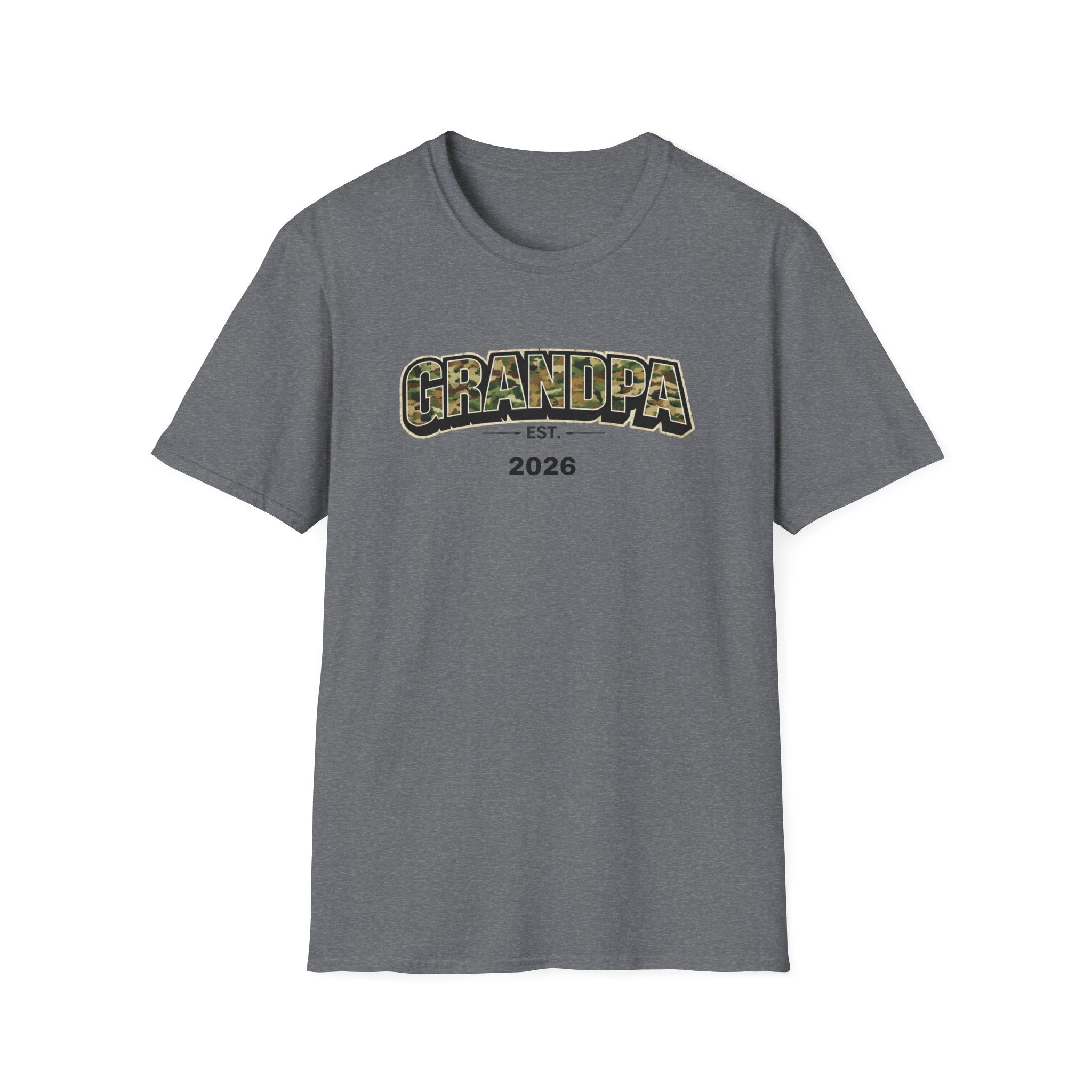 Grandpa T-Shirt – Camo 'Grandpa' Design with EST. 2026 – New Grandpa Gift