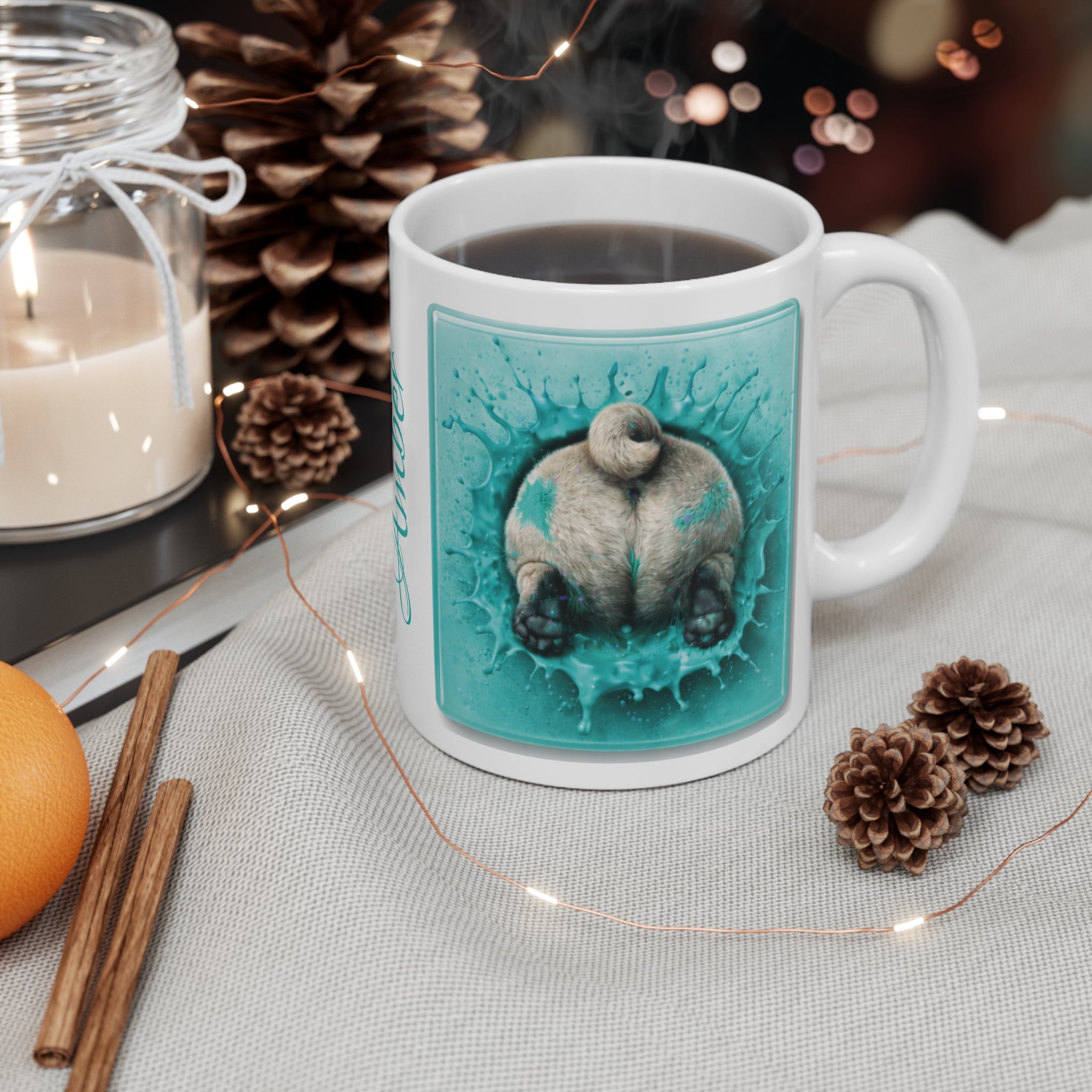 Mug - Personalized Teal Pug "I puggin' love you" Coffee Mug