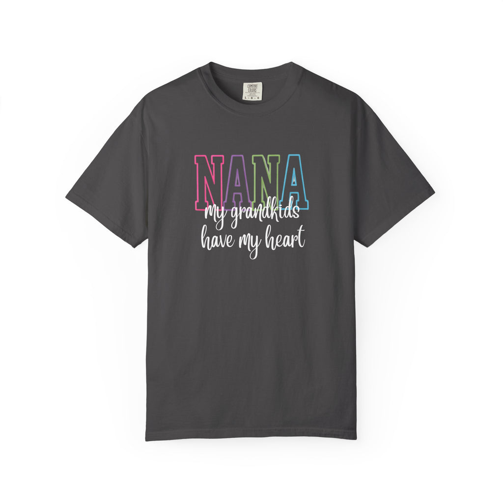 Nana Pastel Rainbow Tee — 'NANA' Floral Outline Grandma T-Shirt