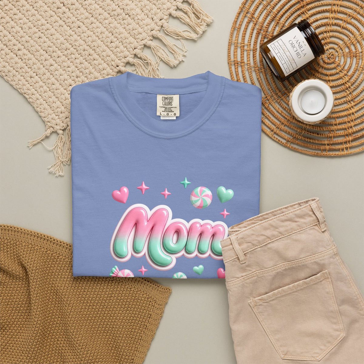 Mom Pastel Candy Script T-Shirt