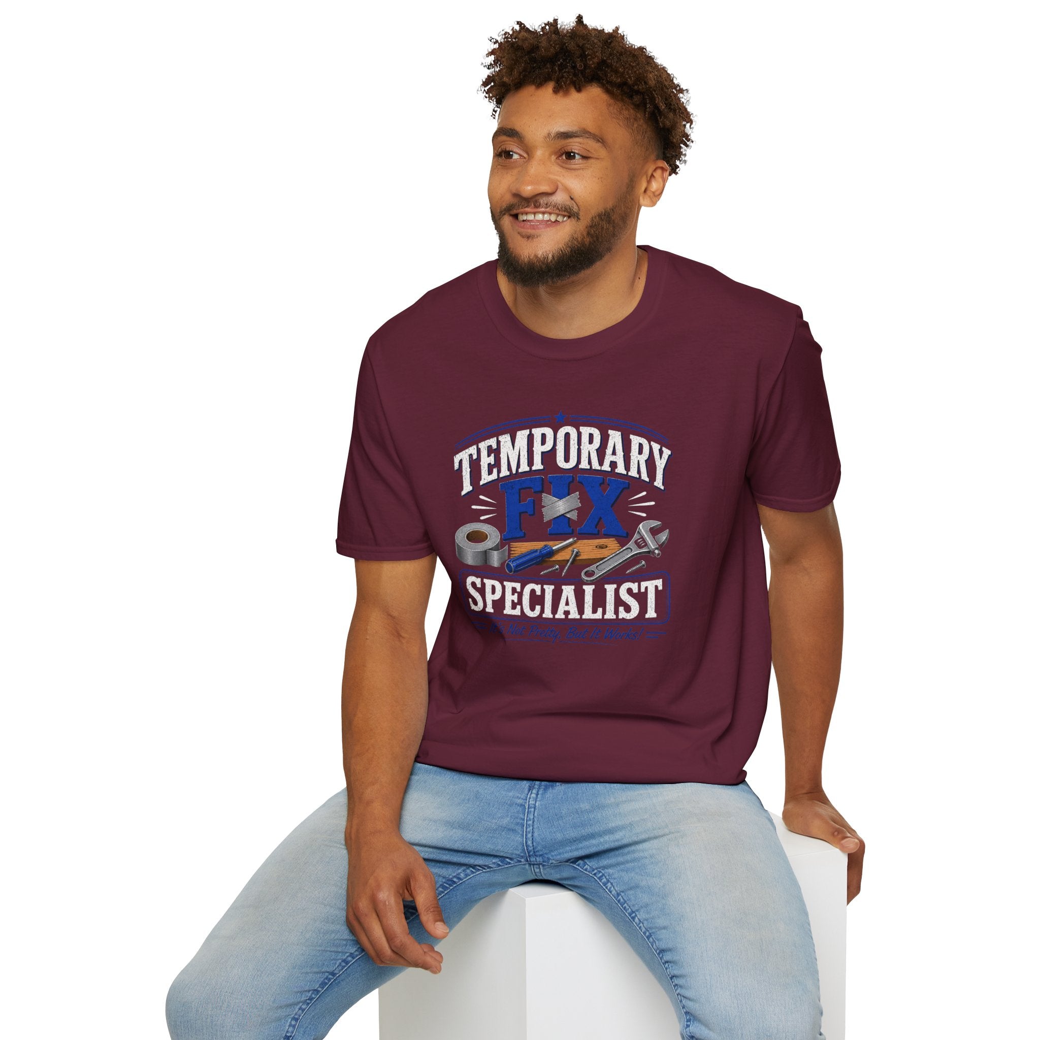 Temporary Fix Specialist T-Shirt – Funny Handyman Repair Tee